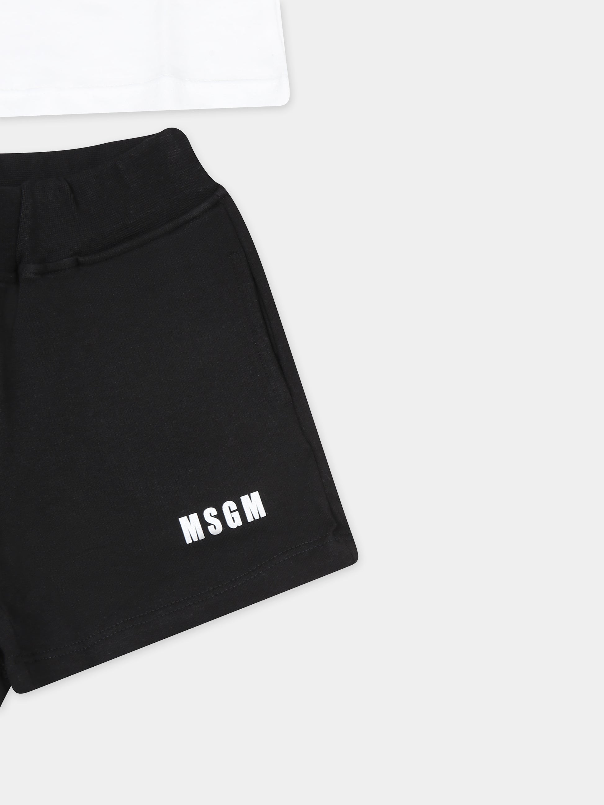 Completo bianco per neonato con logo e stampa,Msgm Kids,MS029558 001/01