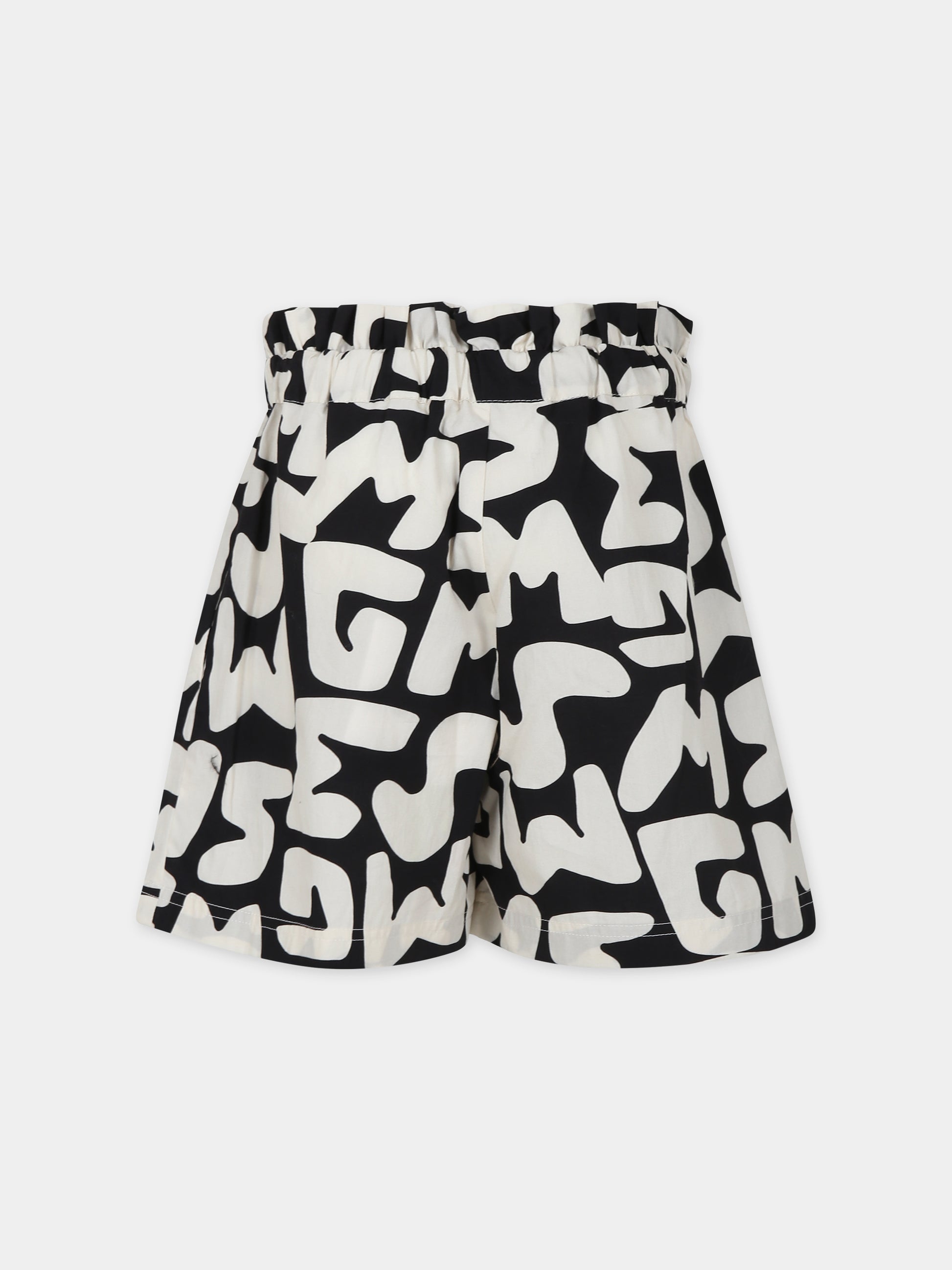 Shorts neri per bambina con logo,Msgm Kids,MS029575 200