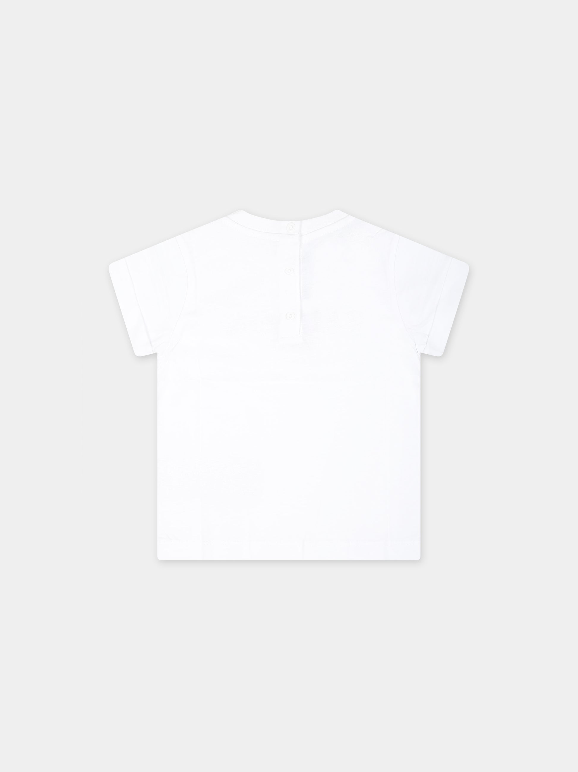 T-shirt bianca per neonata con logo ricamato,Balmain Kids,BT8531 Z0082 100FU