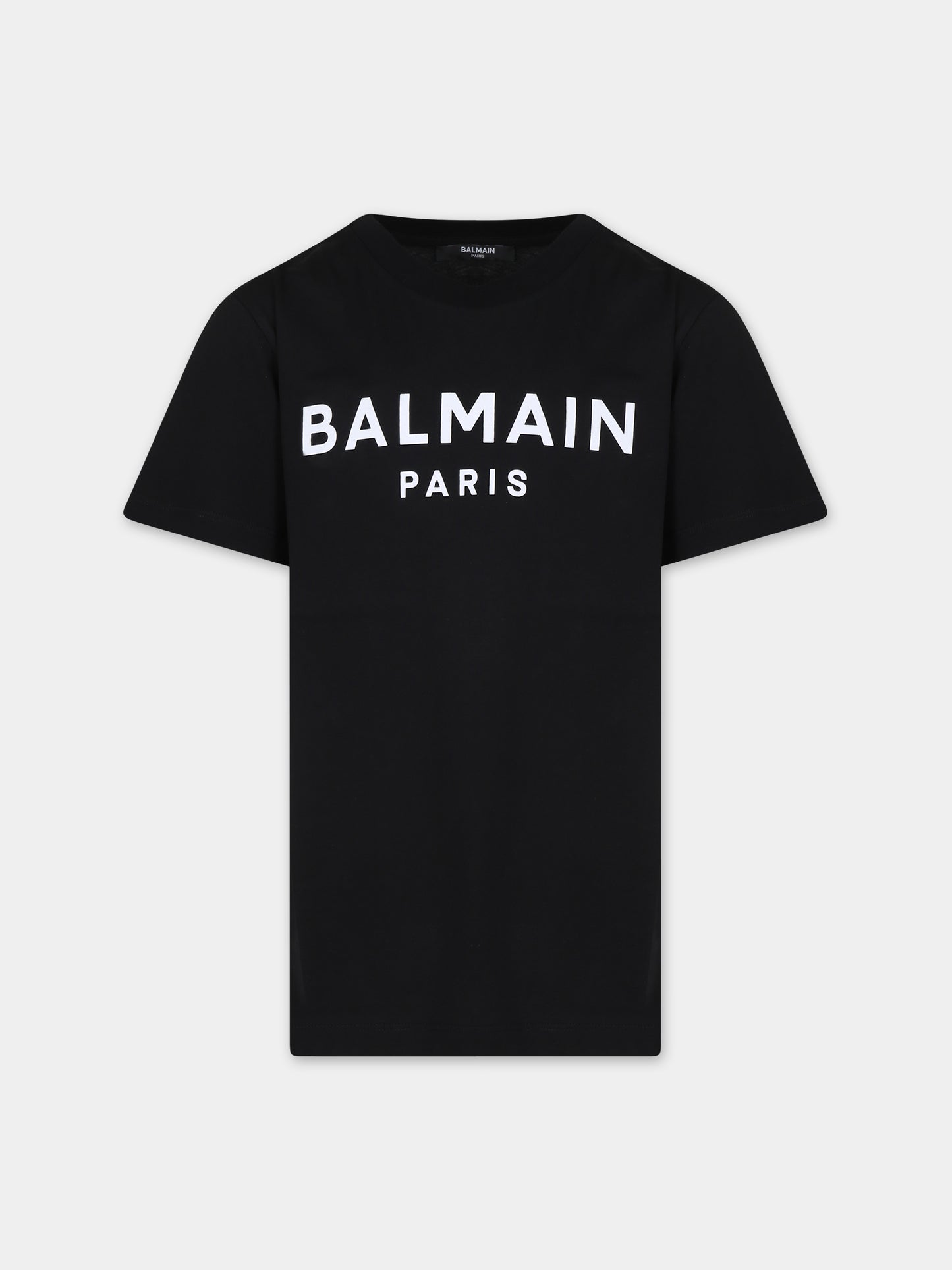 T-shirt nera per bambini con logo,Balmain Kids,BT8P41 Z0082 930BC