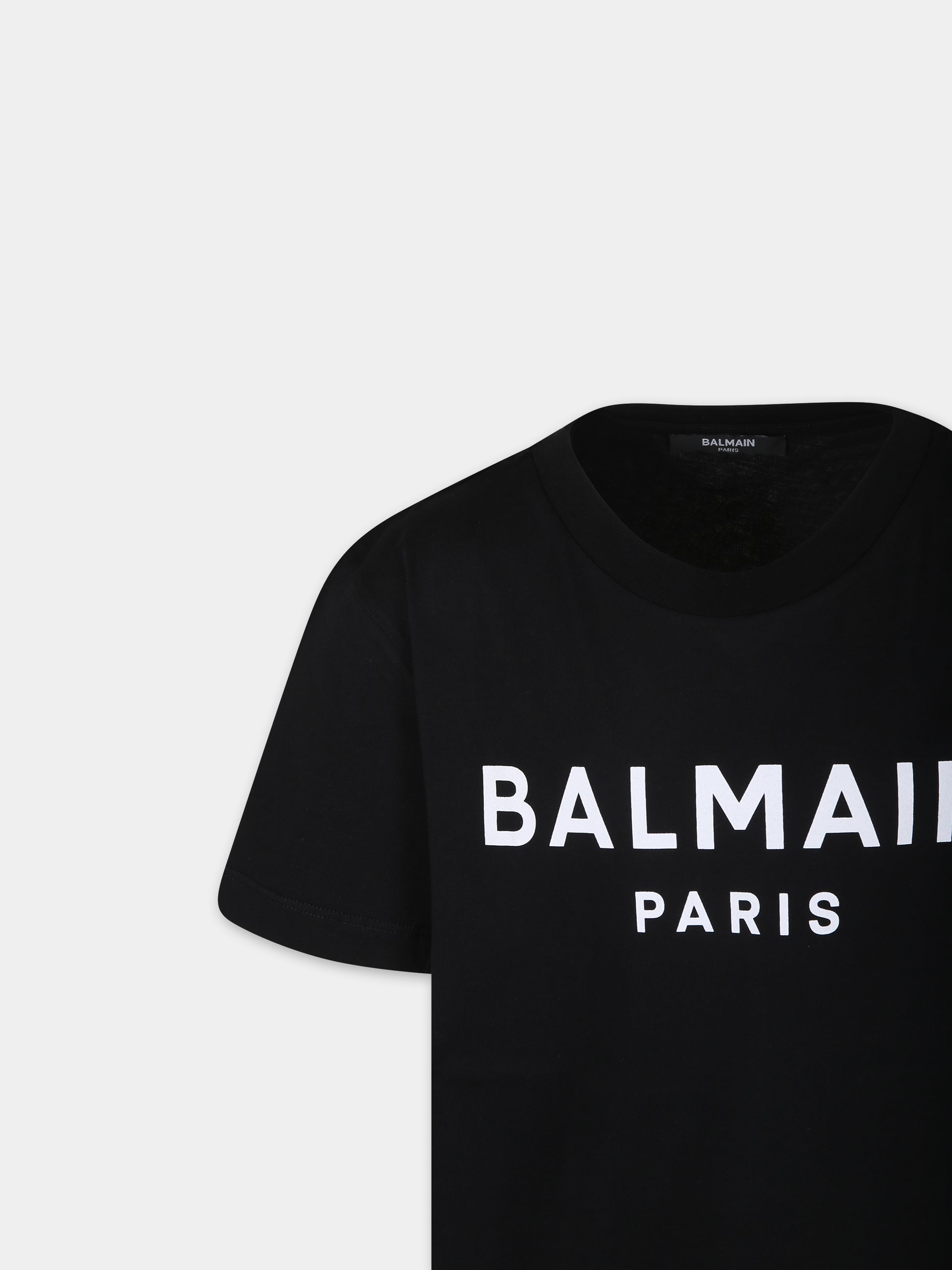 T-shirt nera per bambini con logo,Balmain Kids,BT8P41 Z0082 930BC