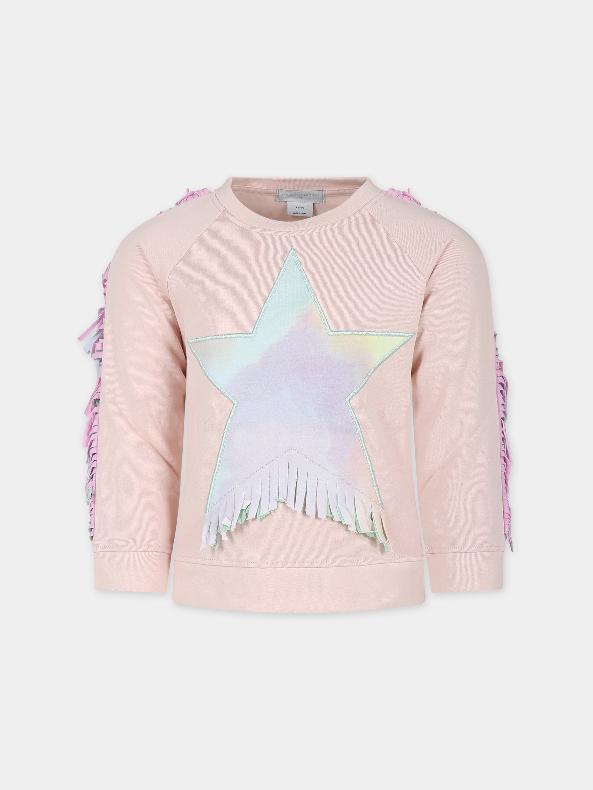 Felpa rosa per bambina con stella,Stella Mccartney Kids,TT4A50 Z0447 505