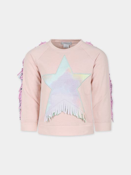 Felpa rosa per bambina con stella,Stella Mccartney Kids,TT4A50 Z0447 505