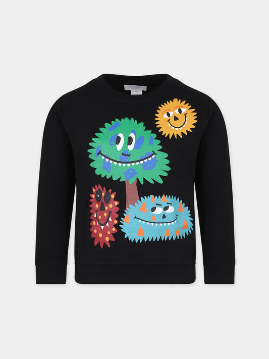 Felpa nera per bambino con stampa mostri,Stella Mccartney Kids,TT4Q70 Z0447 930