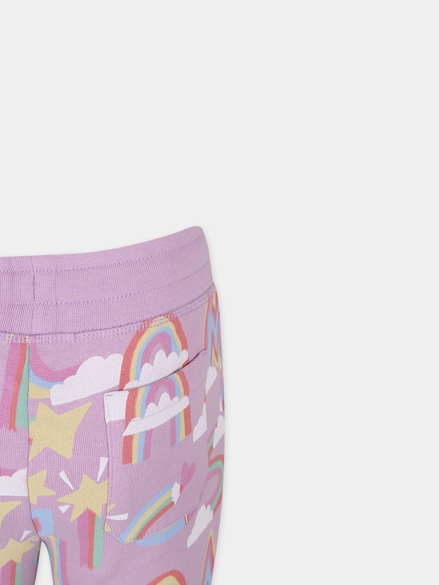 Pantaloni viola per bambina con logo arcobaleno all-over,Stella Mccartney Kids,TT6B60 Z1357 516MC