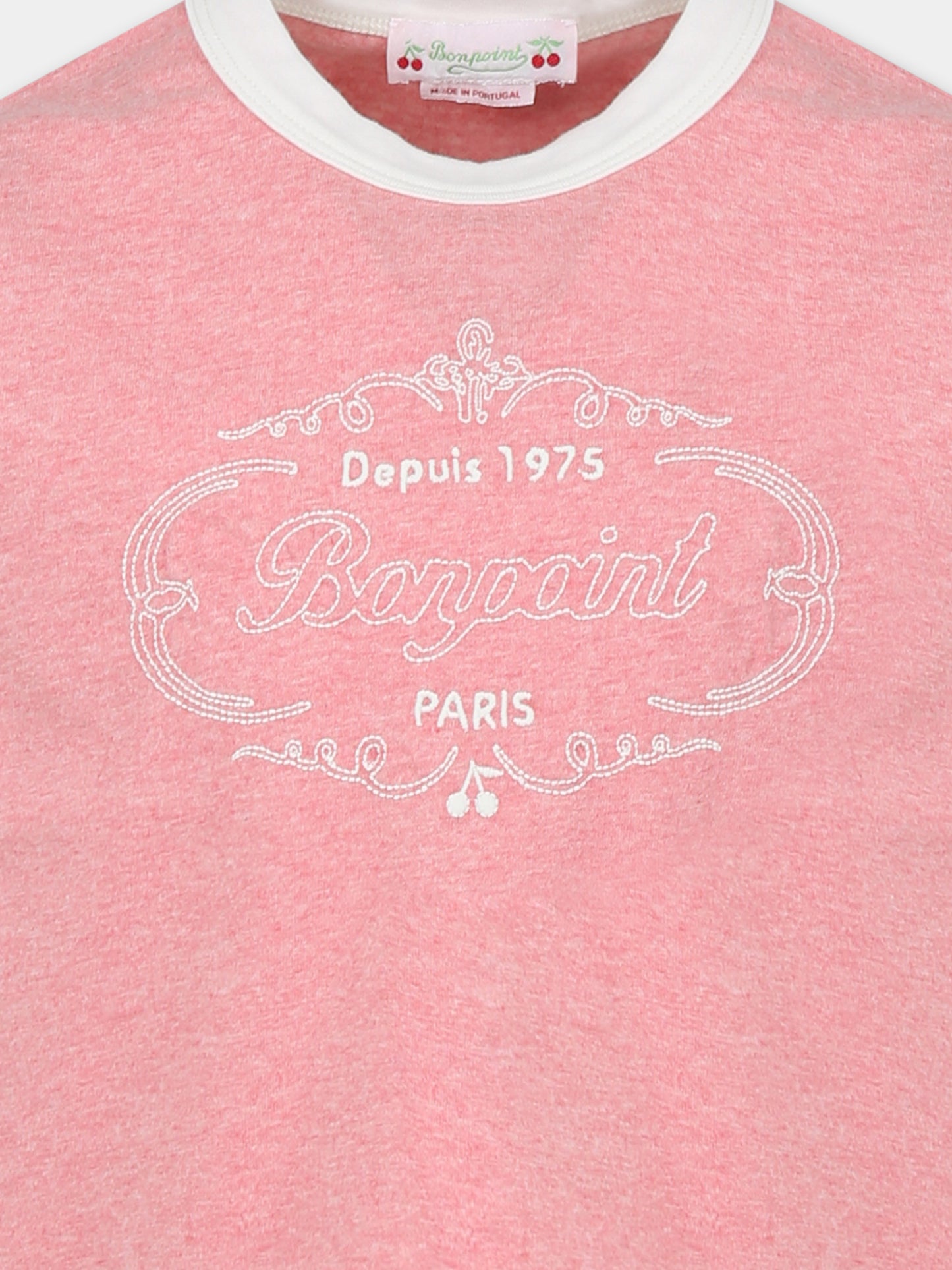 T-shirt rosa per bambina con logo,Bonpoint,S05GTSK00002 128D