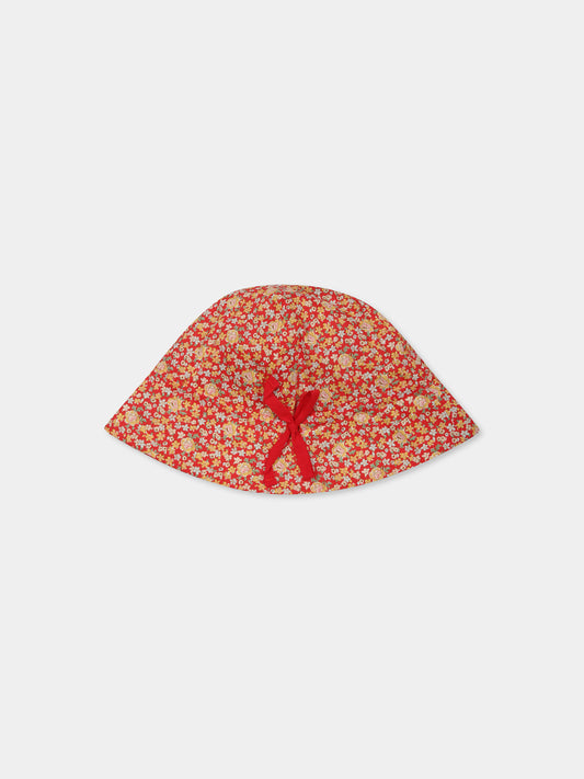 Cloche rossa per neonata con stampa floreale,Bonpoint,C05XACW00001 651A