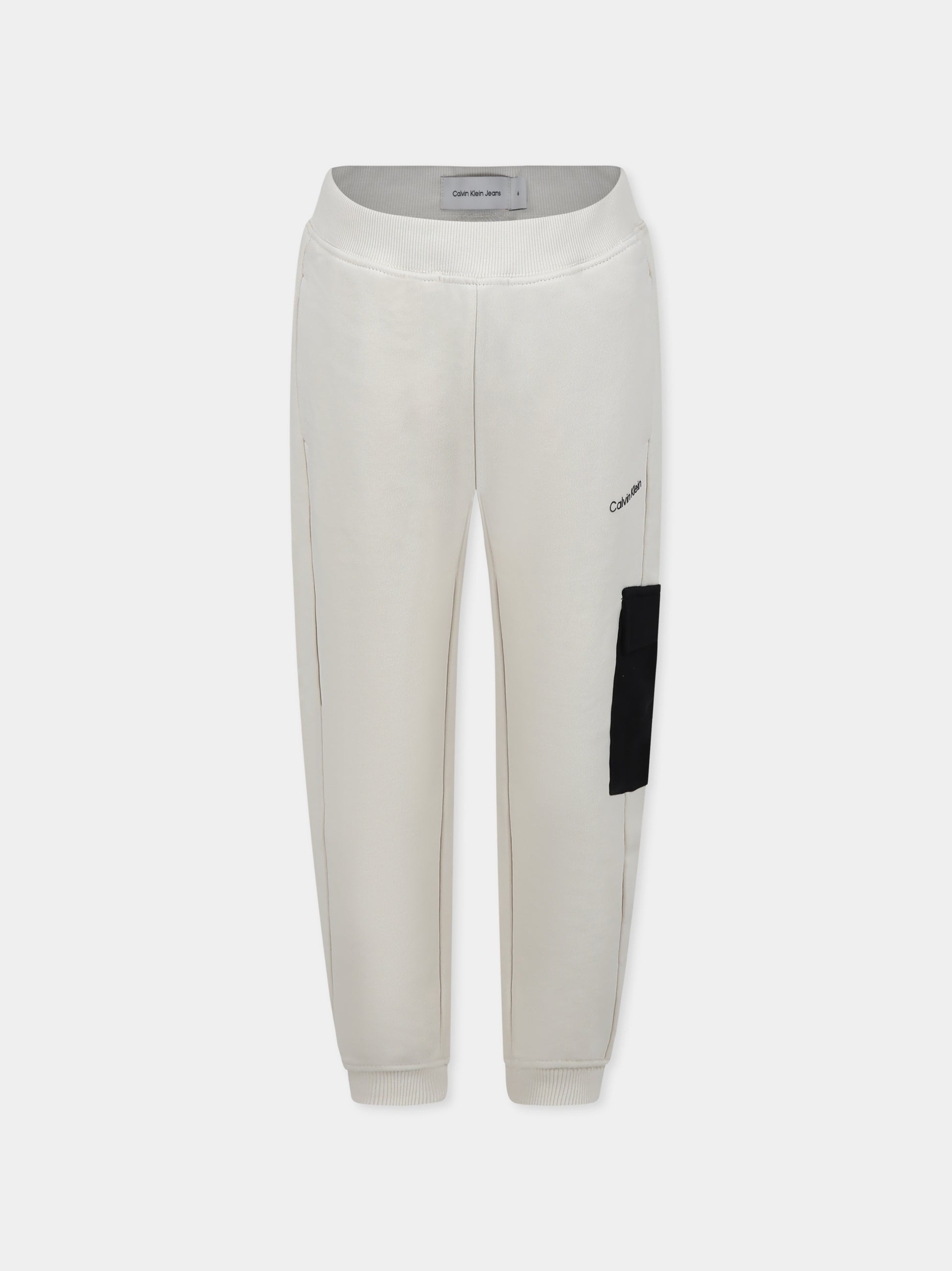 Pantaloni avorio per bambino con logo,Calvin Klein Kids,24F CKIB0IB02349J IB0IB02349 CKS