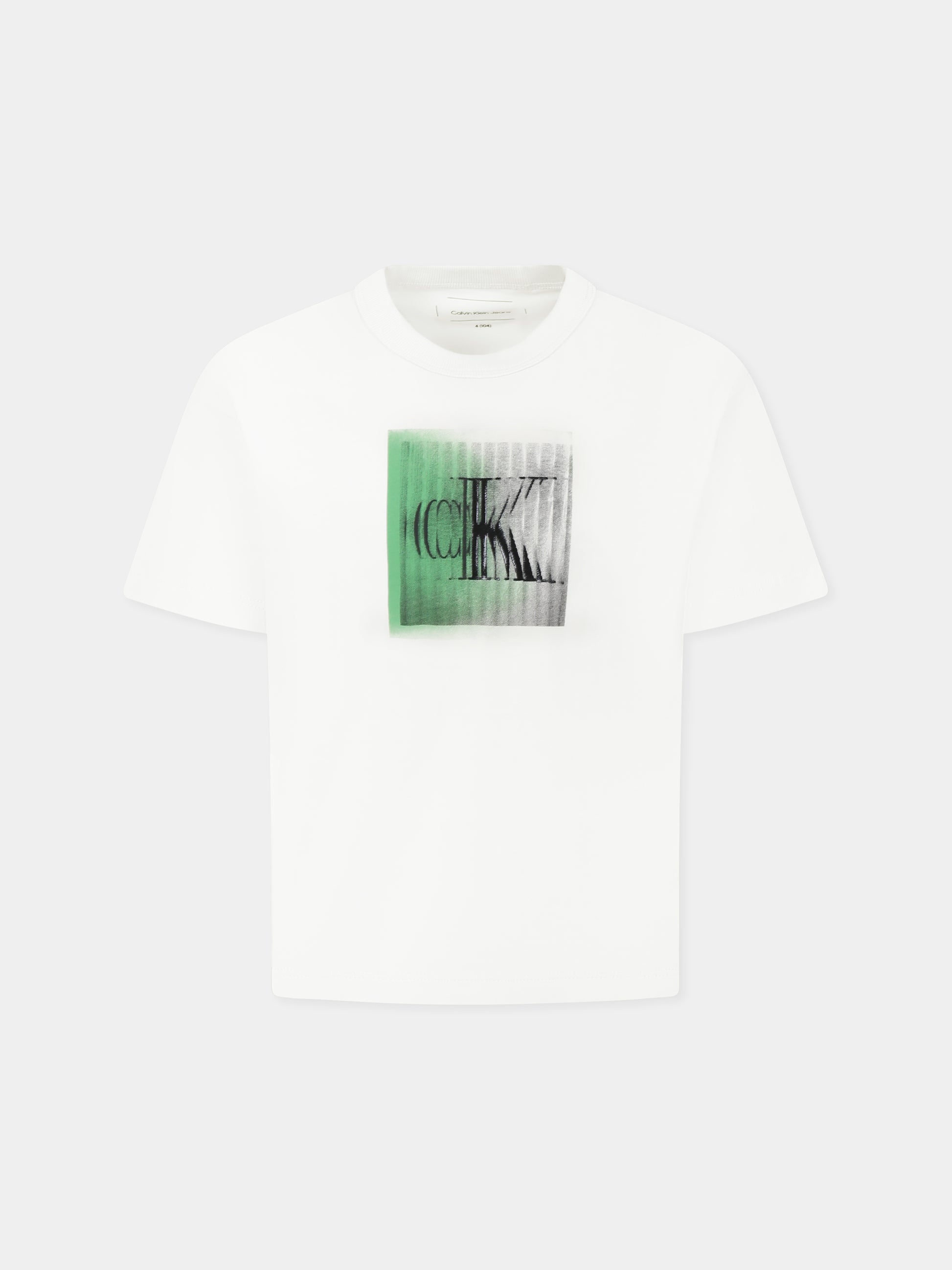 T-shirt avorio per bambino con logo,Calvin Klein Kids,24F CKIB0IB02356J IB0IB02356 CKS