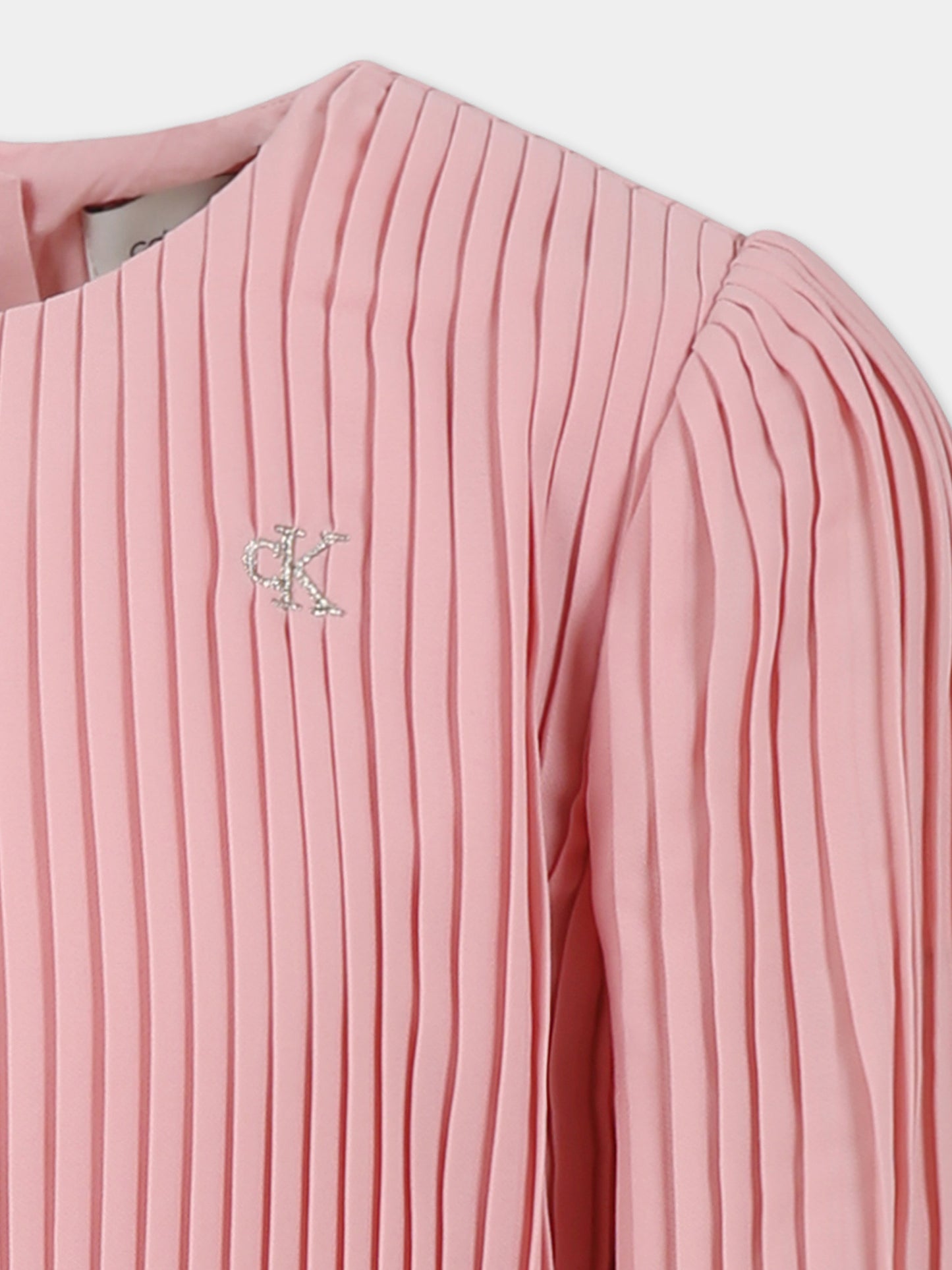 Pink dress for girl with logo