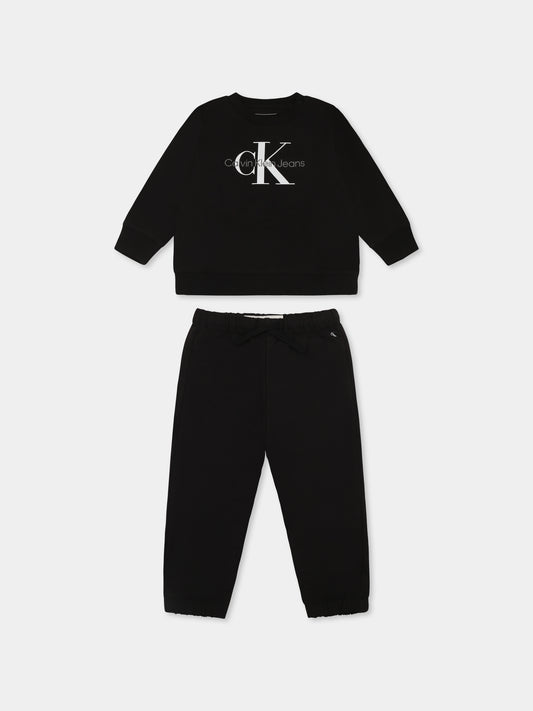 Completo nero per neonati con logo,Calvin Klein Kids,24F CKIN0IN00017J IN0IN00017 BEH