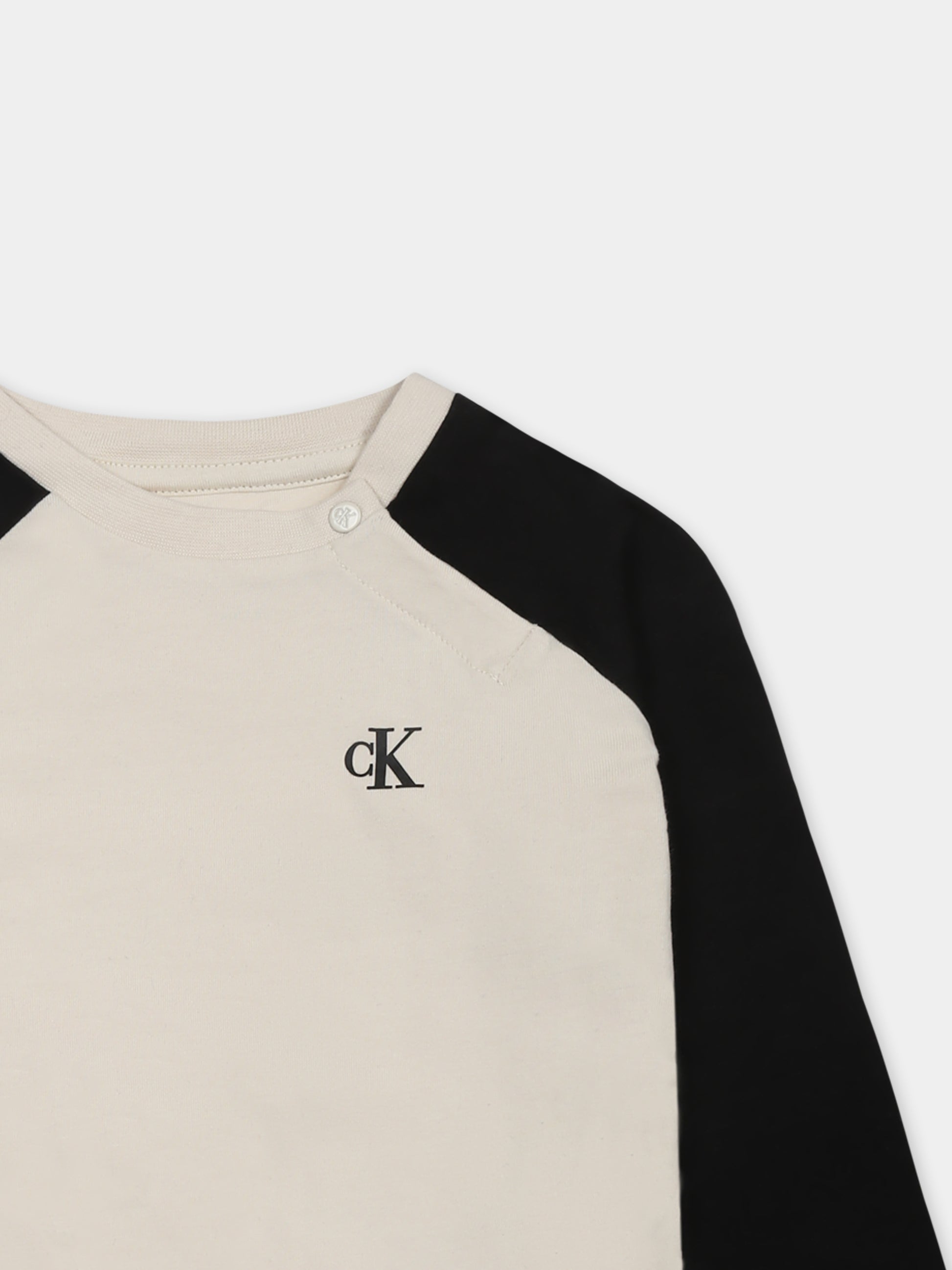 T-shirt avorio per neonato con logo,Calvin Klein Kids,24F CKIN0IN00290J IN0IN00290 CKS