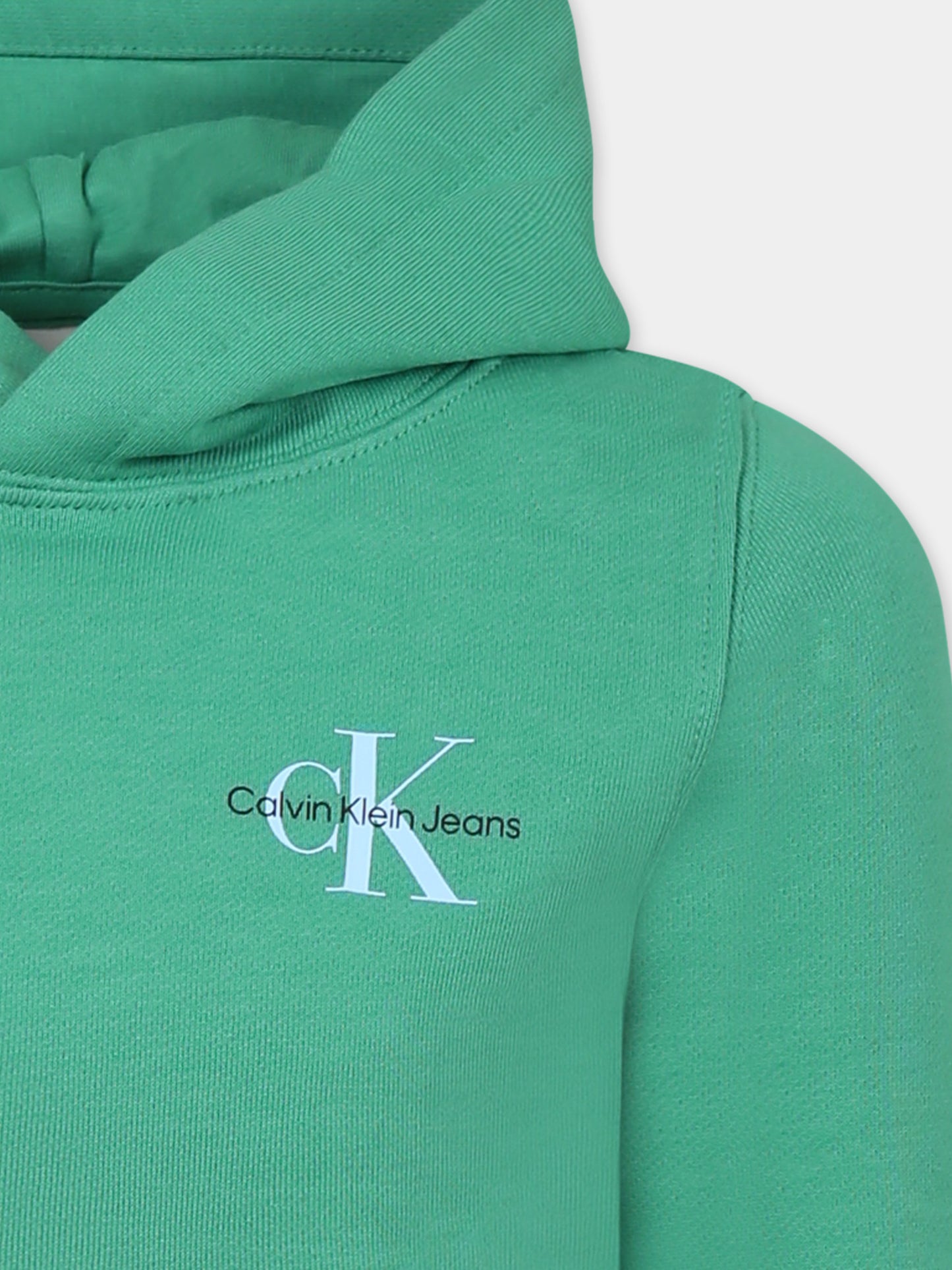 Felpa verde per bambini con logo,Calvin Klein Kids,24F CKIU0IU00266J IU0IU00266 L1S