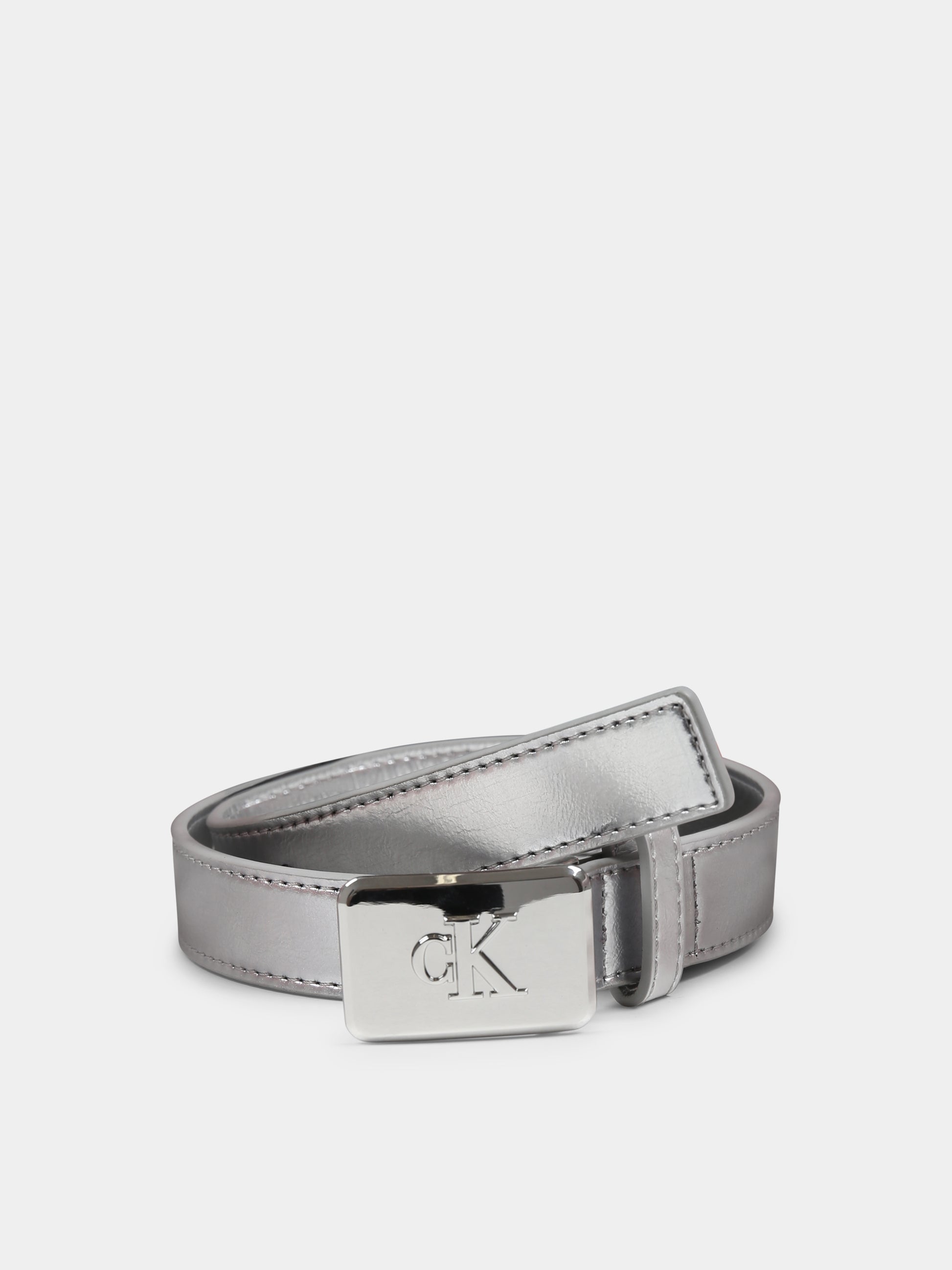 Cintura argento per bambina con logo,Calvin Klein Kids,24F CKIU0IU00666 IU0IU00666 0IV