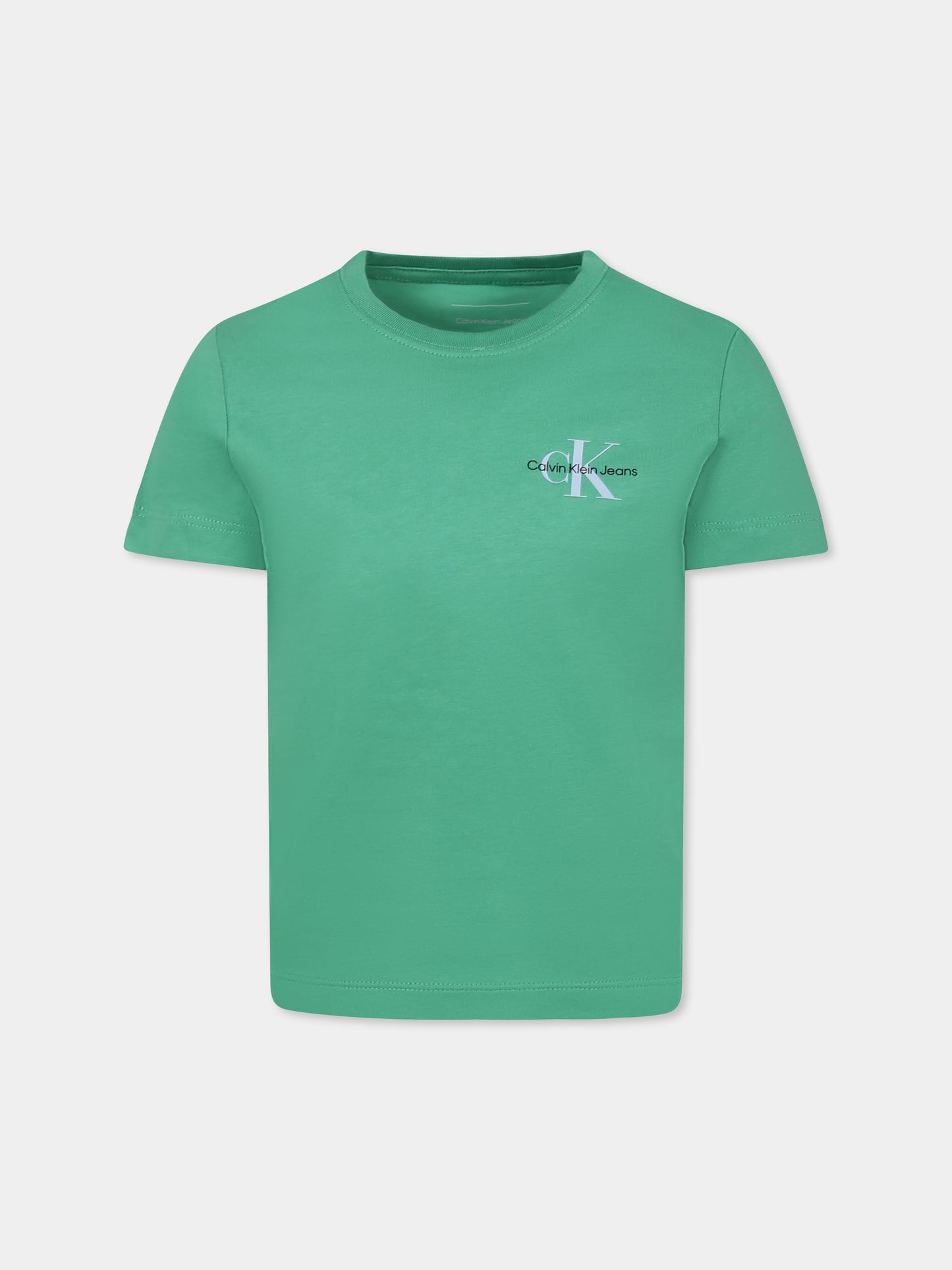 T-shirt verde per bambino con logo,Calvin Klein Kids,24F CKIU0IU00678J IU0IU00678 L1S