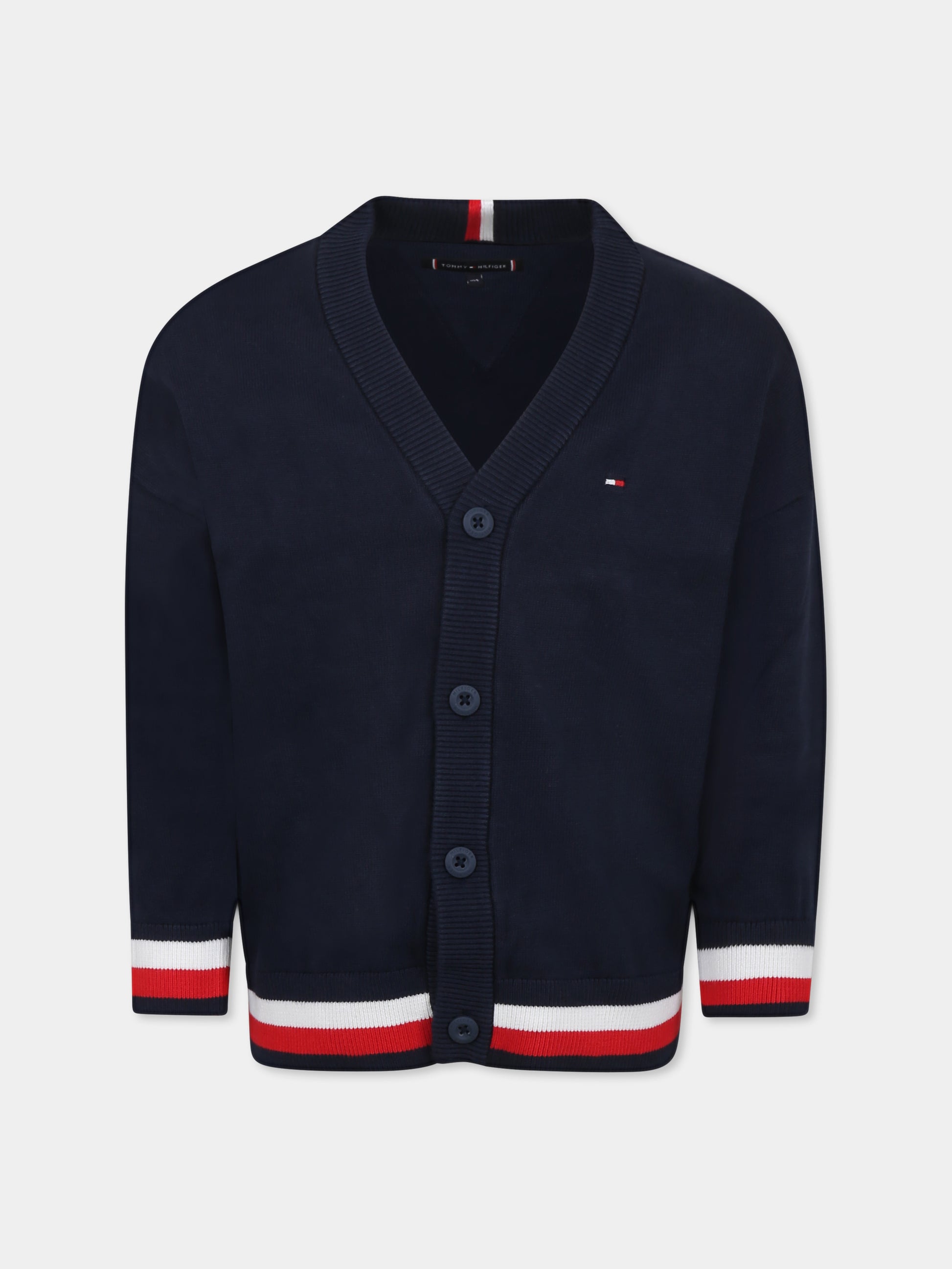 Cardigan blu per bambino con iconica bandierina,Tommy Hilfiger Junior,24F THKB0KB08891J KB0KB08891 C1G