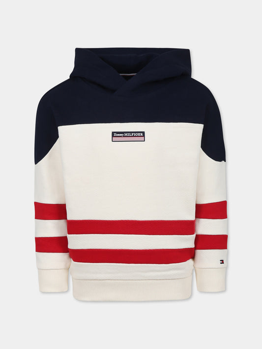 Felpa avorio per bambino con logo,Tommy Hilfiger Junior,24F THKB0KB09584J KB0KB09584 AEF