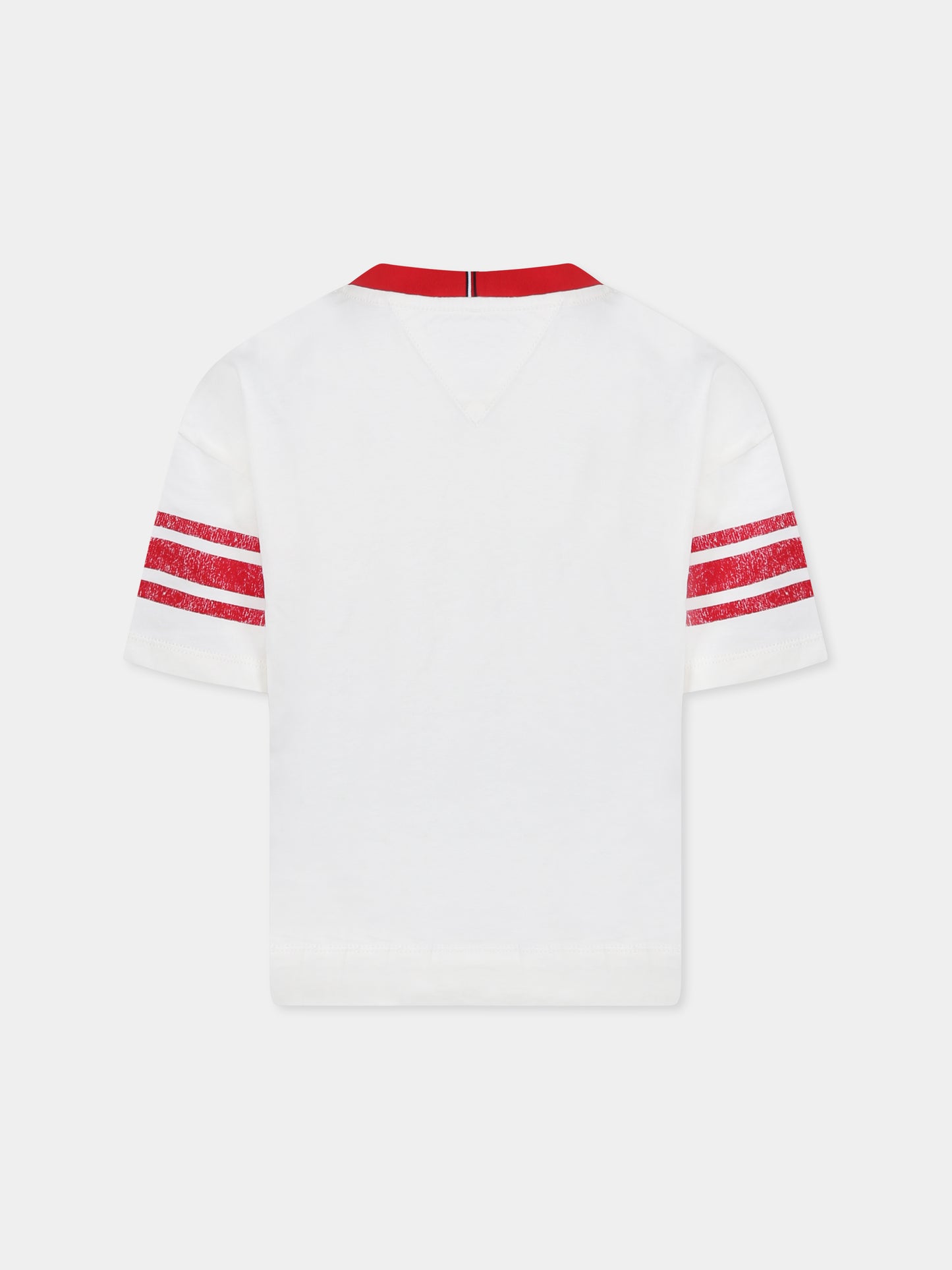 T.shirt avorio per bambina con logo,Tommy Hilfiger Junior,24F THKG0KG08293T KG0KG08293 YBH