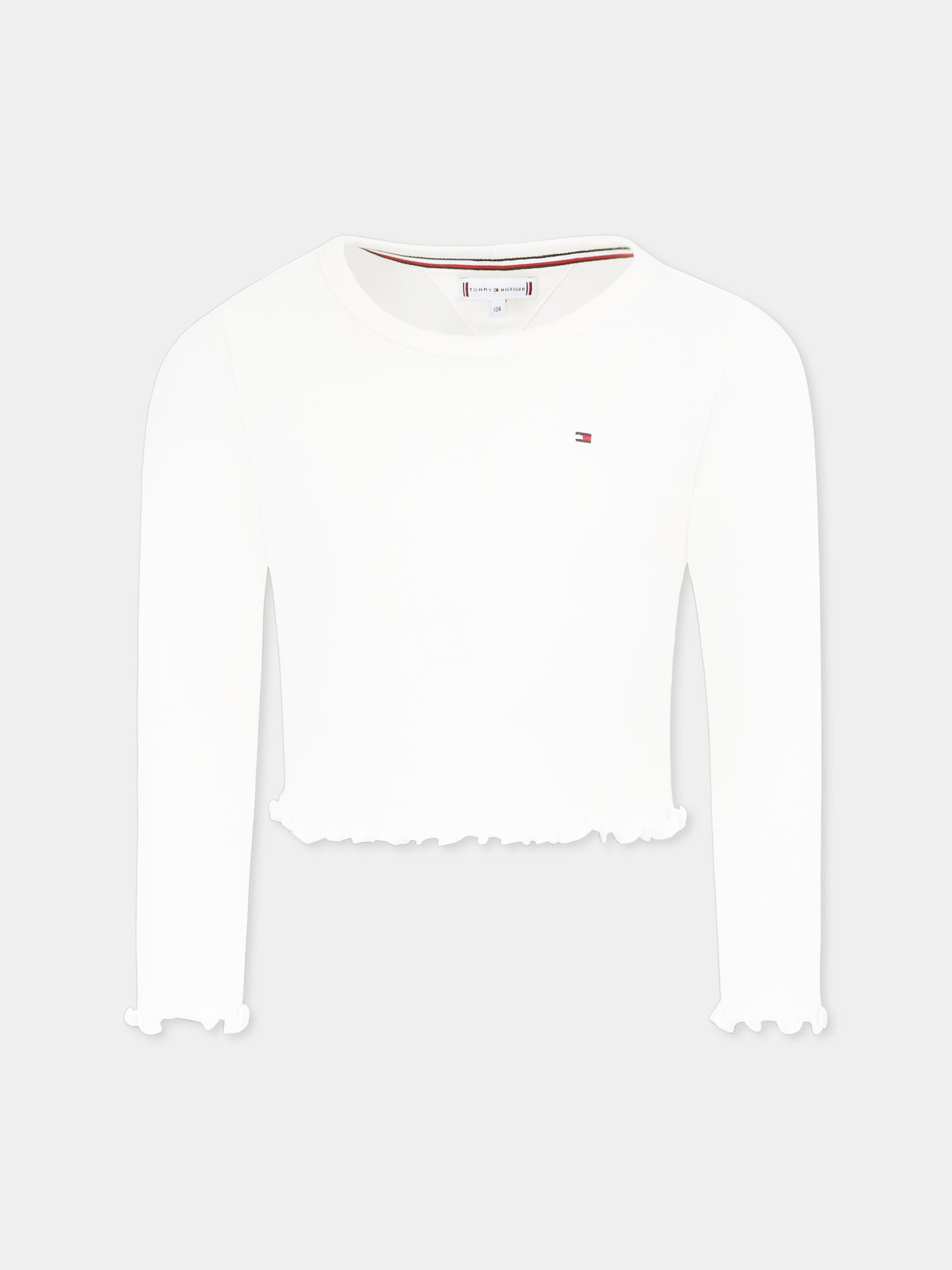 Ivory crop t-shirt for girl with flag