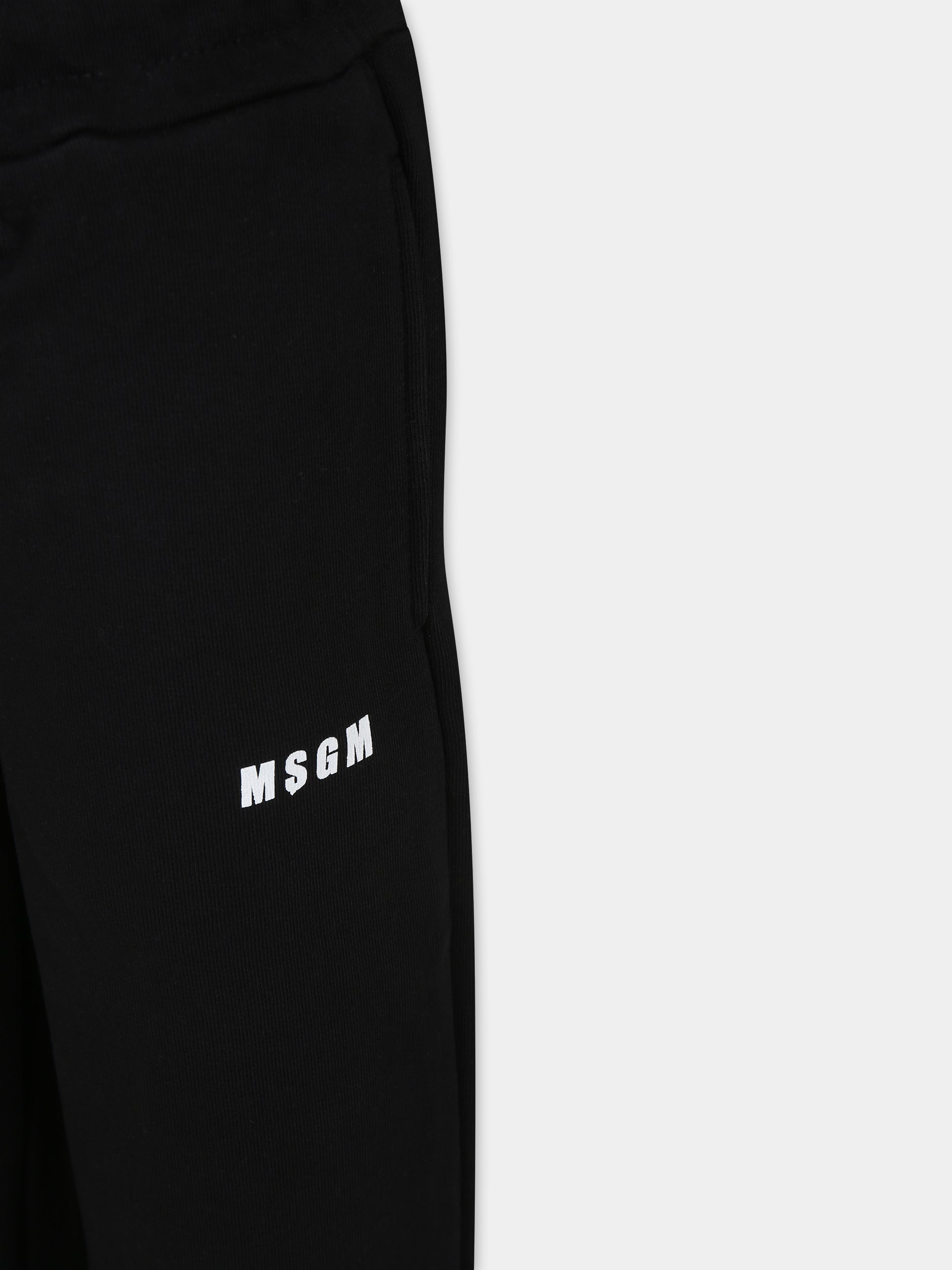 Pantaloni neri per bambini con logo,Msgm Kids,S4MSJGFP028 110