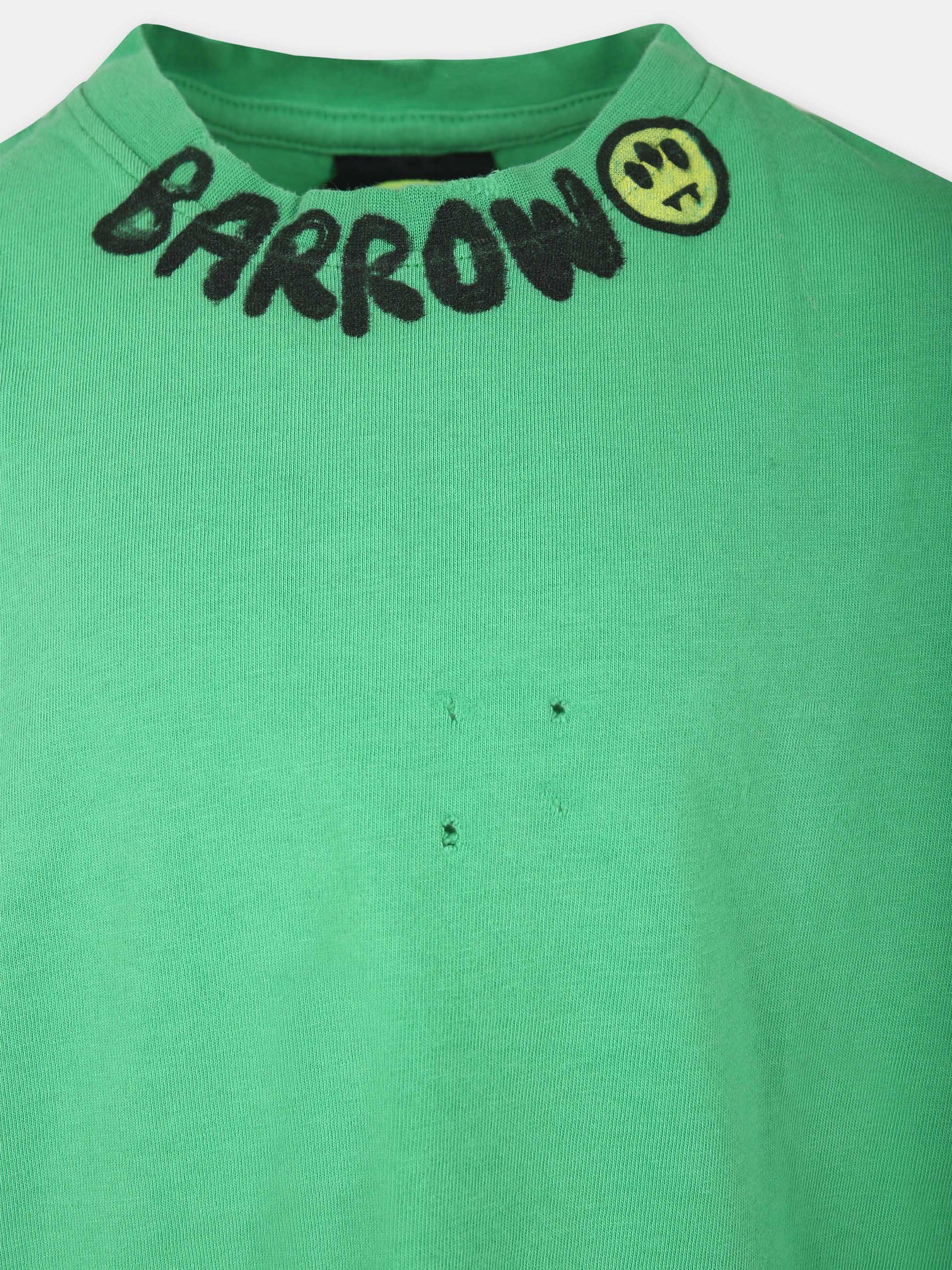 T-shirt verde per bambini con smile,Barrow,S4BKJUTH028 BW012