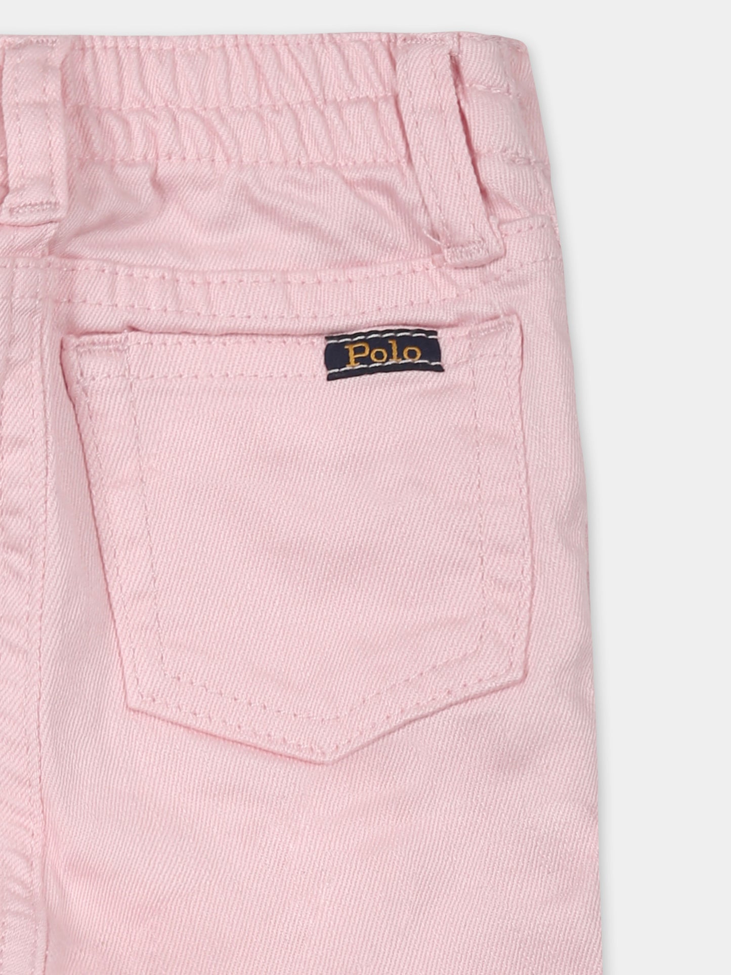 Jeans rosa per neonata con logo,Ralph Lauren Kids,945049001 FRAZEE WASH