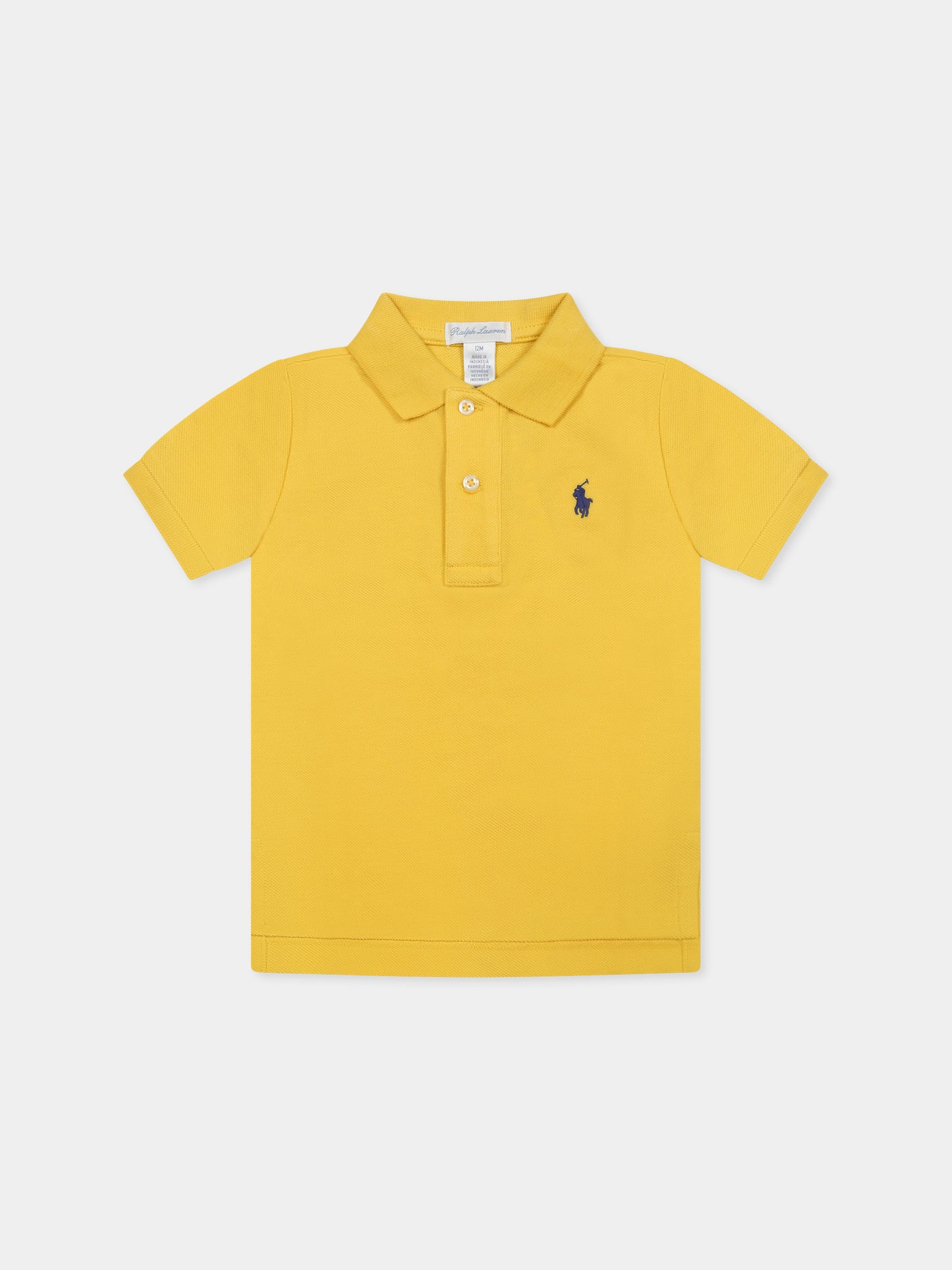 Polo gialla per neonato con cavallino,Ralph Lauren Kids,703632145 CANARY YELLOW