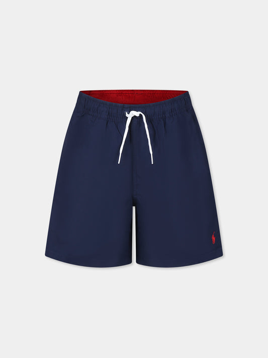 Boxer mare blu per bambino con cavallino,Ralph Lauren Kids,957810002 NEWPORT NAVY