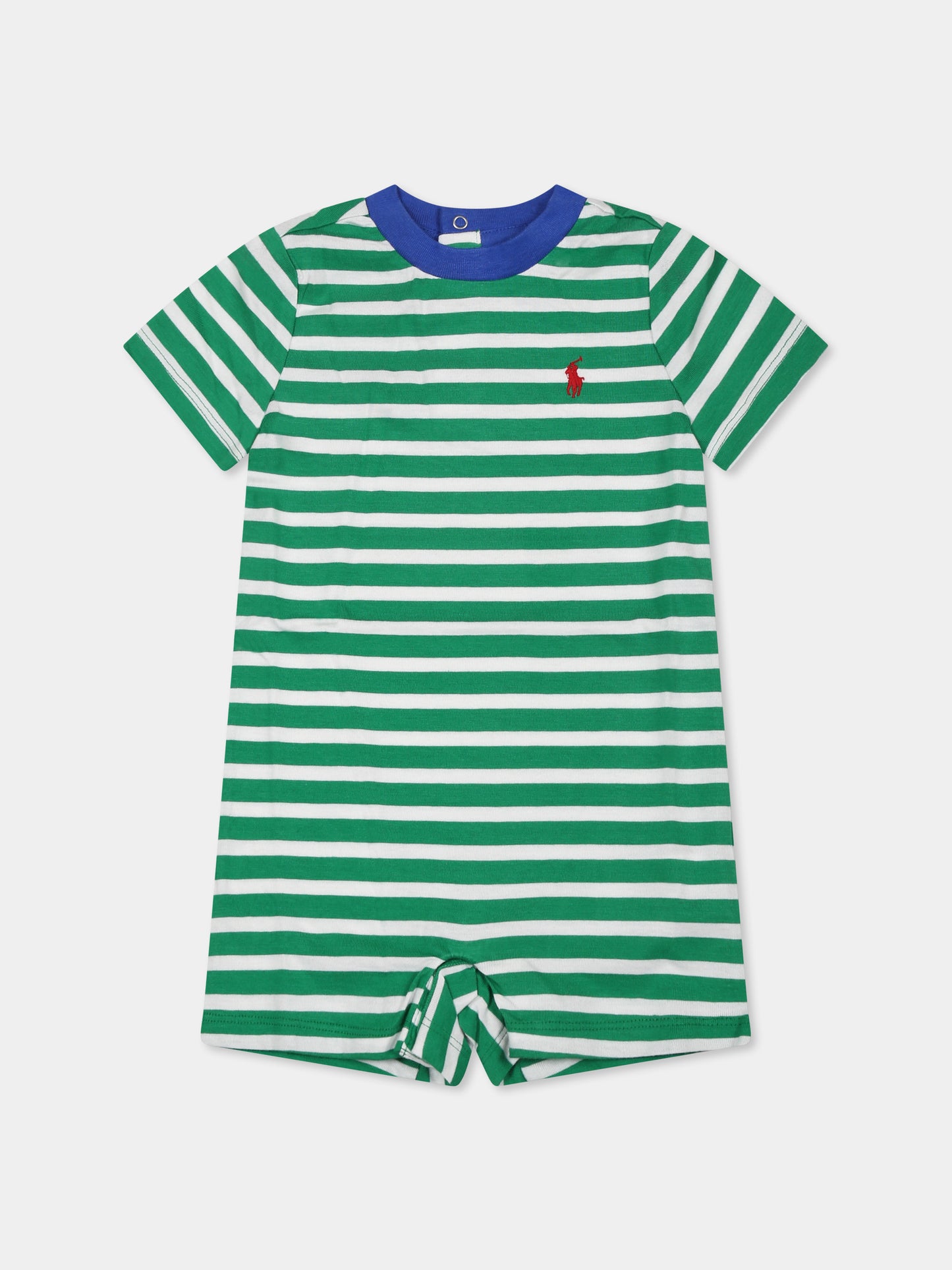 Pagliaccetto verde per neonato con cavallino,Ralph Lauren Kids,958590001 STEM/PAPER WHITE