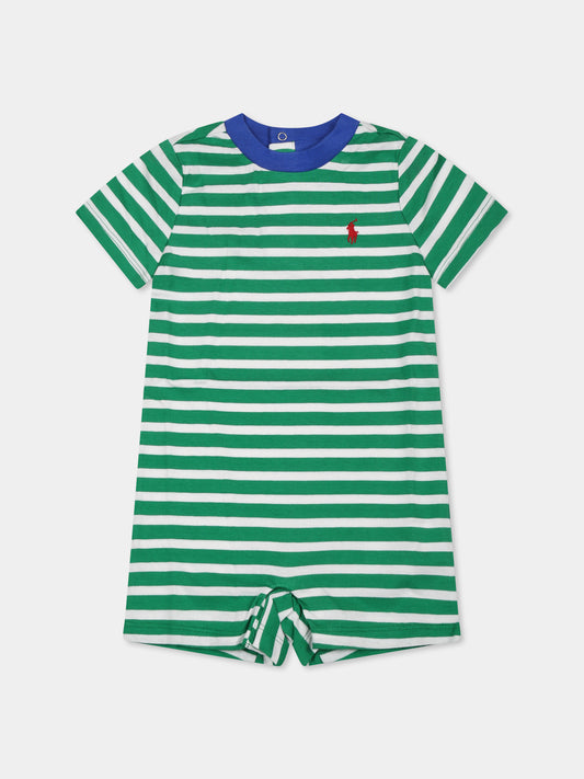 Pagliaccetto verde per neonato con cavallino,Ralph Lauren Kids,958590001 STEM/PAPER WHITE