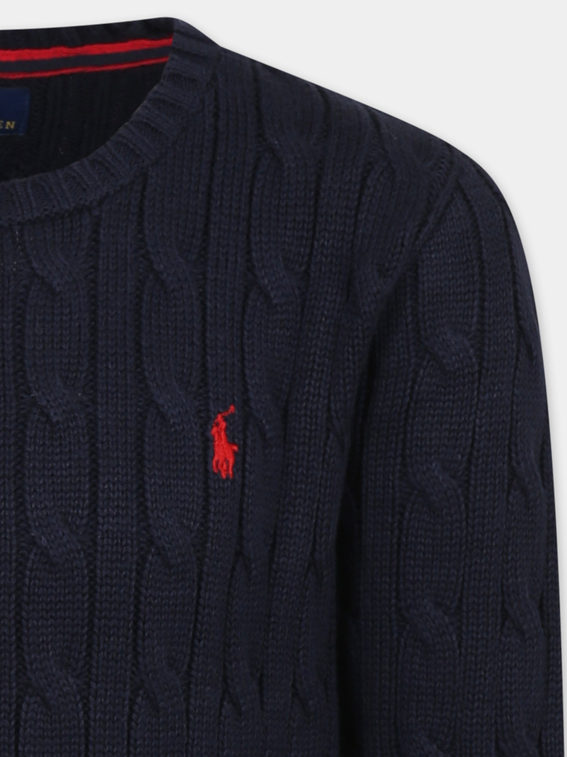 Maglione blu per bambino con cavallino,Ralph Lauren Kids,702674060 RL NAVY/C3807