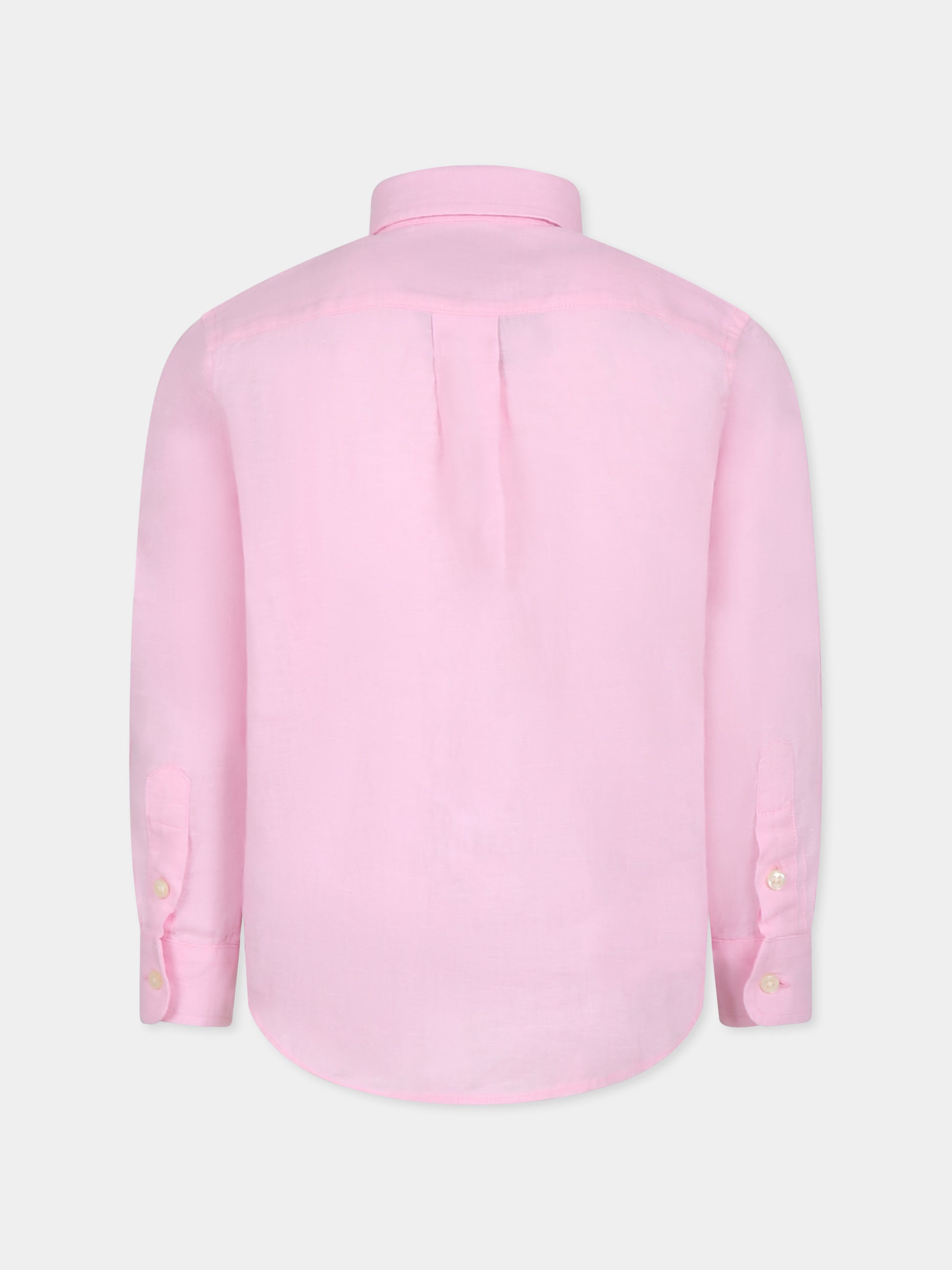 Camicia rosa per bambino con cavallino,Ralph Lauren Kids,967600002 CARMEL PINK