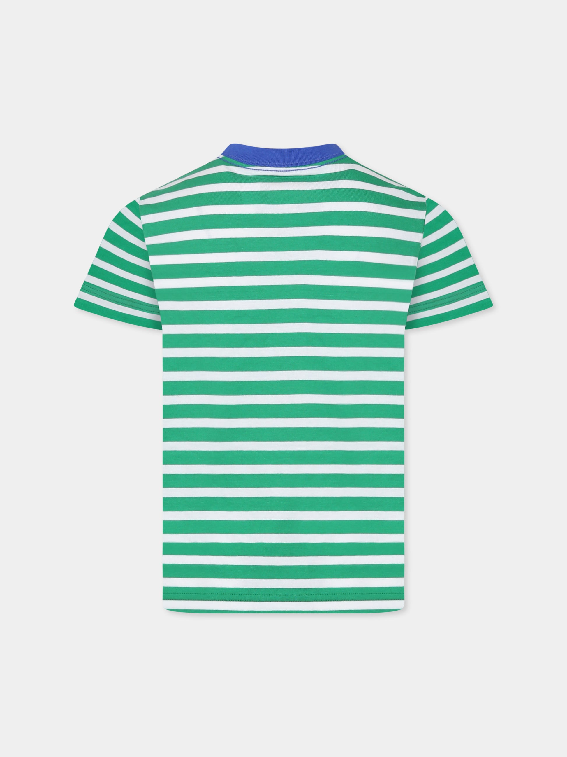 T-shirt multicolor per bambino con cavallino,Ralph Lauren Kids,958171001 STEM/PAPER WHITE