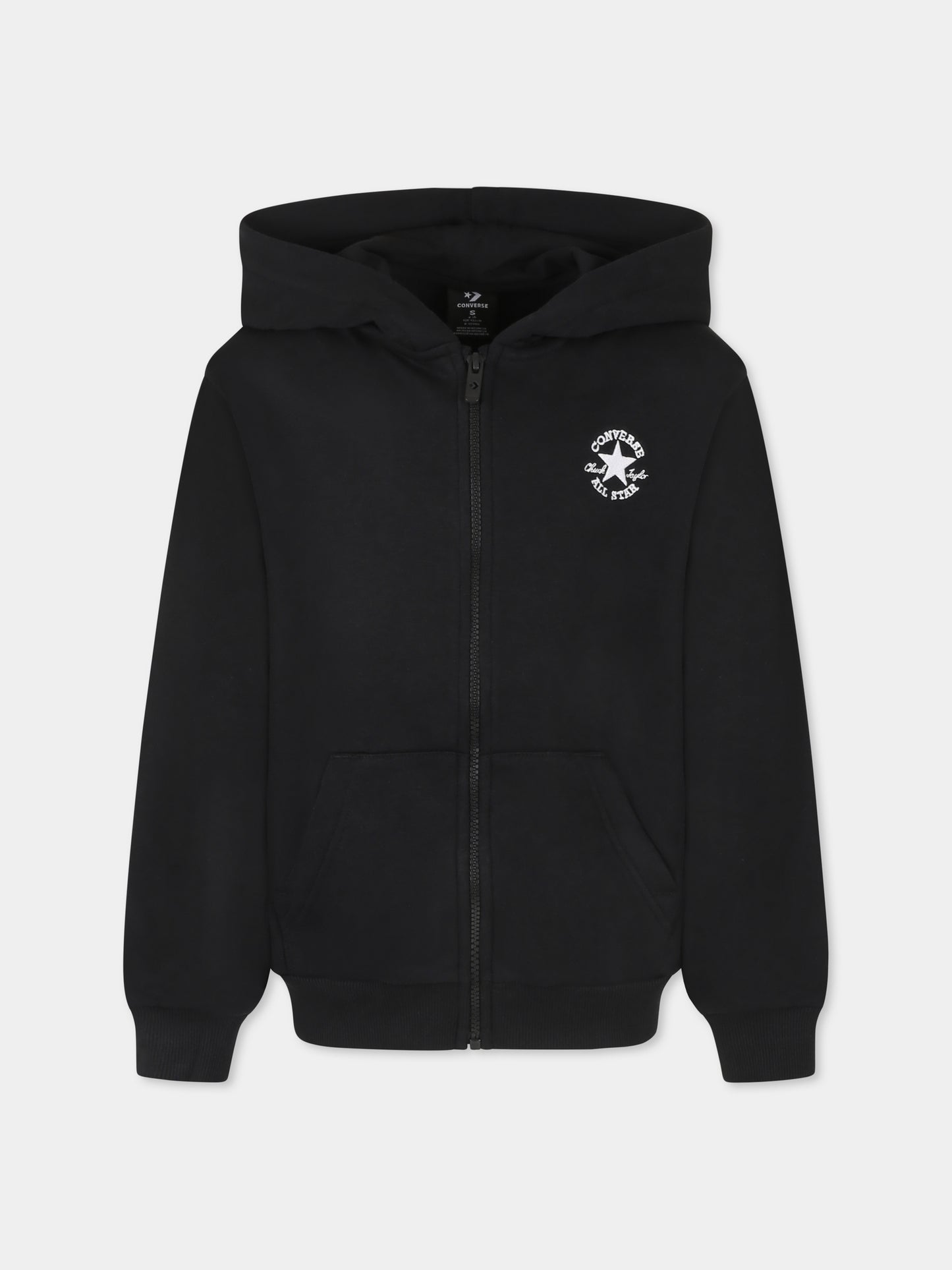 Felpa nera per bambini con logo,Converse,9CG706 023