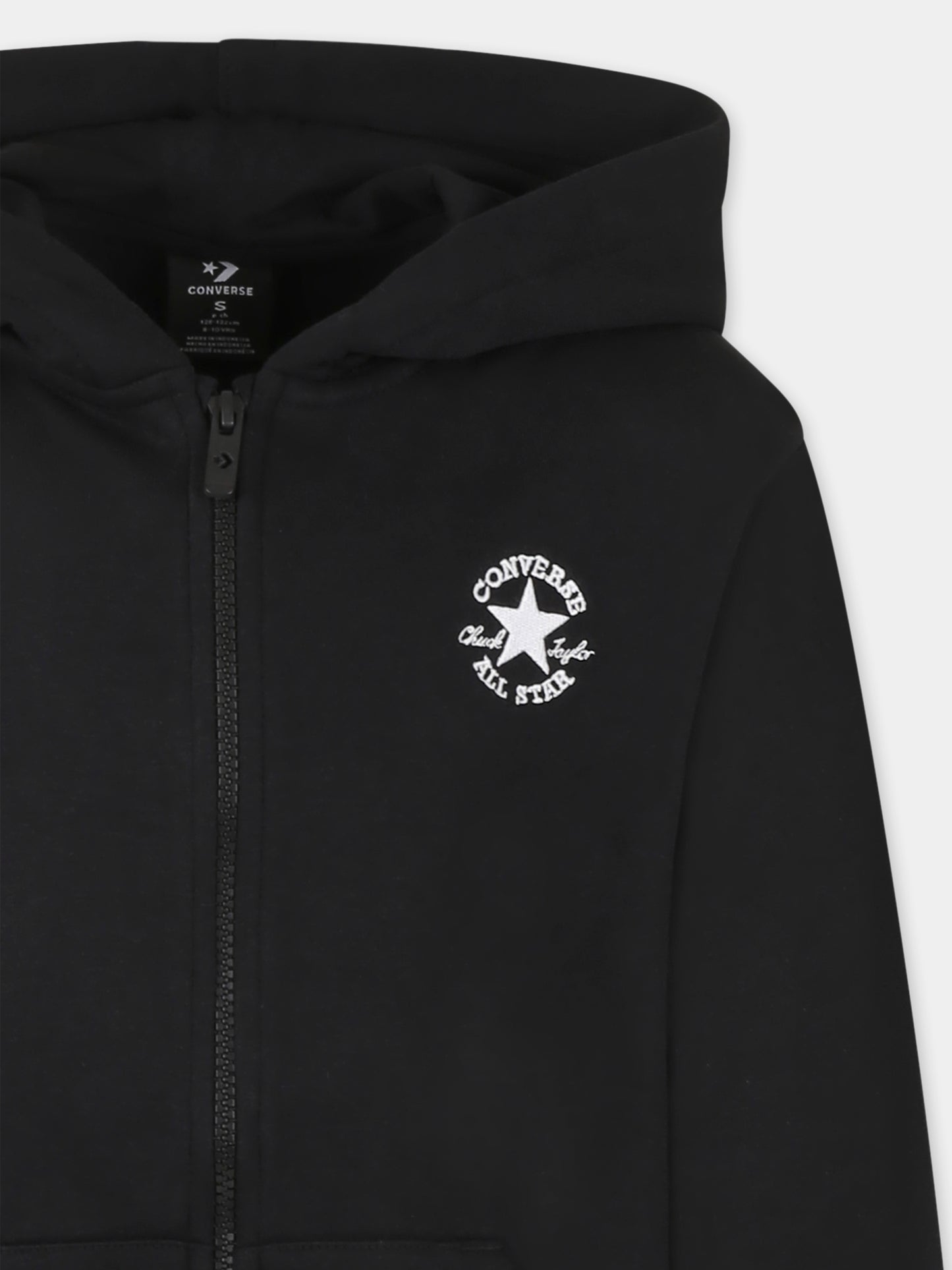 Felpa nera per bambini con logo,Converse,9CG706 023