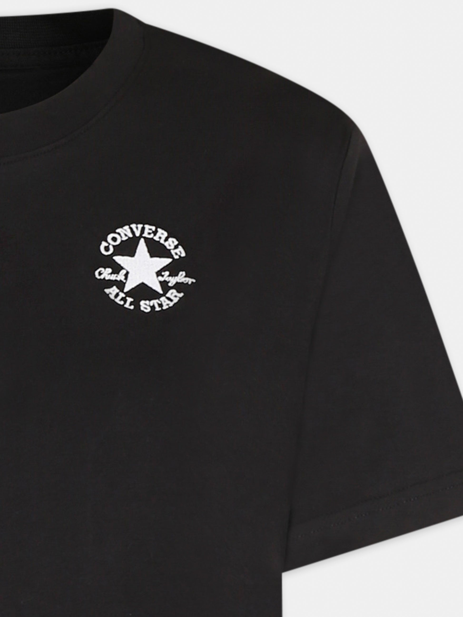 T-shirt nera per bambini con logo,Converse,9CG709 023