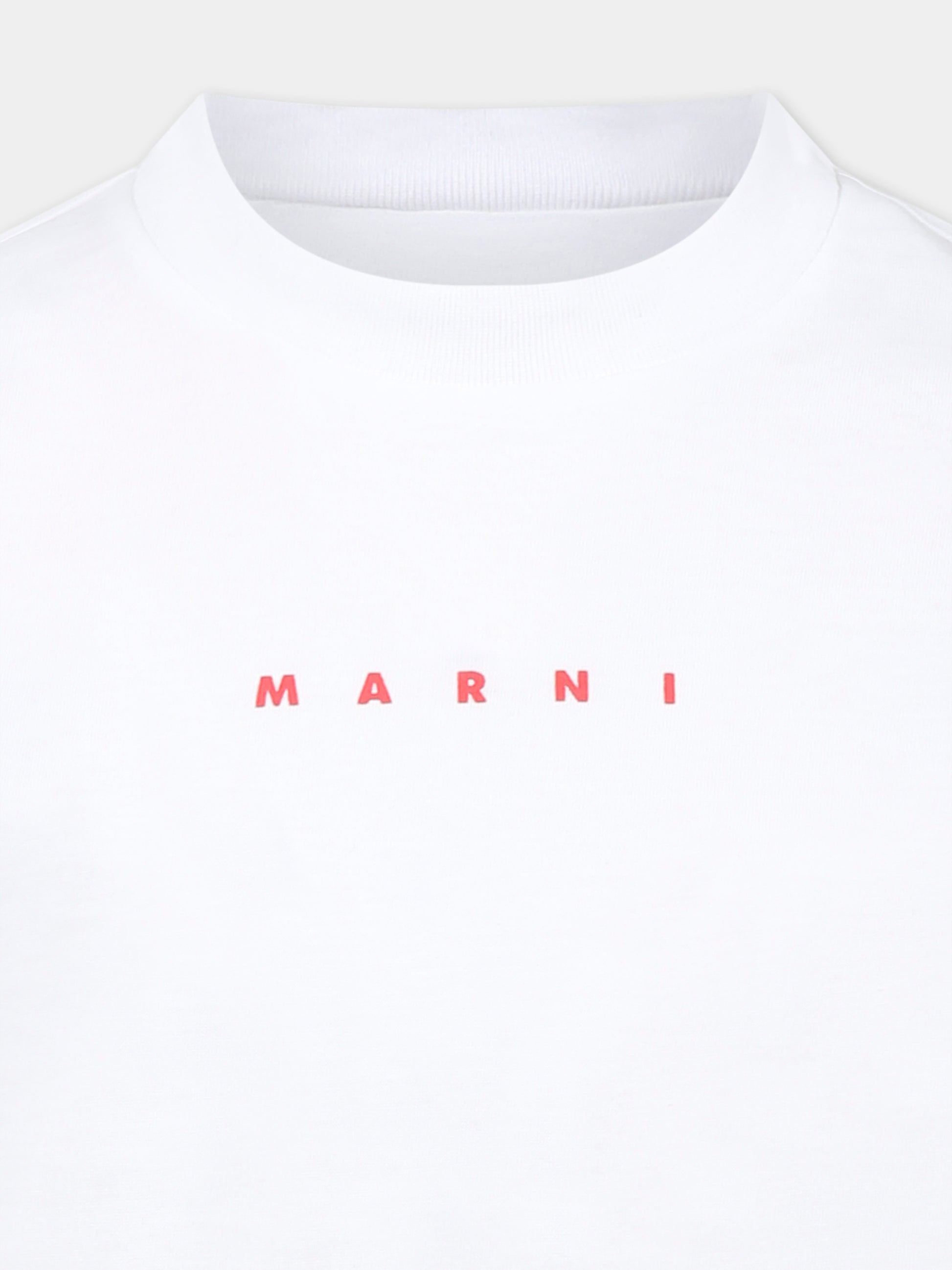 T-shirt bianca per bambini con logo,Marni Kids,M01413 M00RF MT275U 0M100