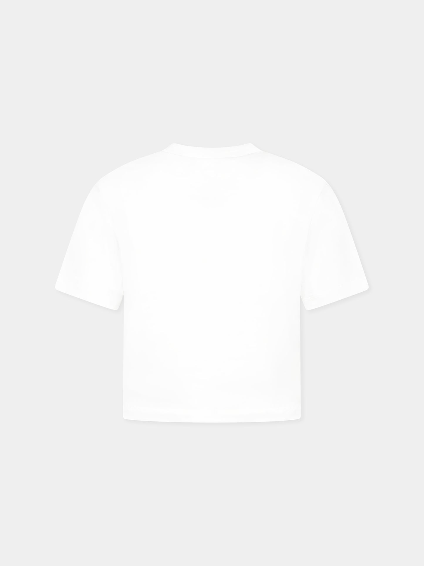 T-shirt bianca crop per bambina con logo argentato metallizzato,Marni Kids,M01317 M00HZ MT256F 0M100