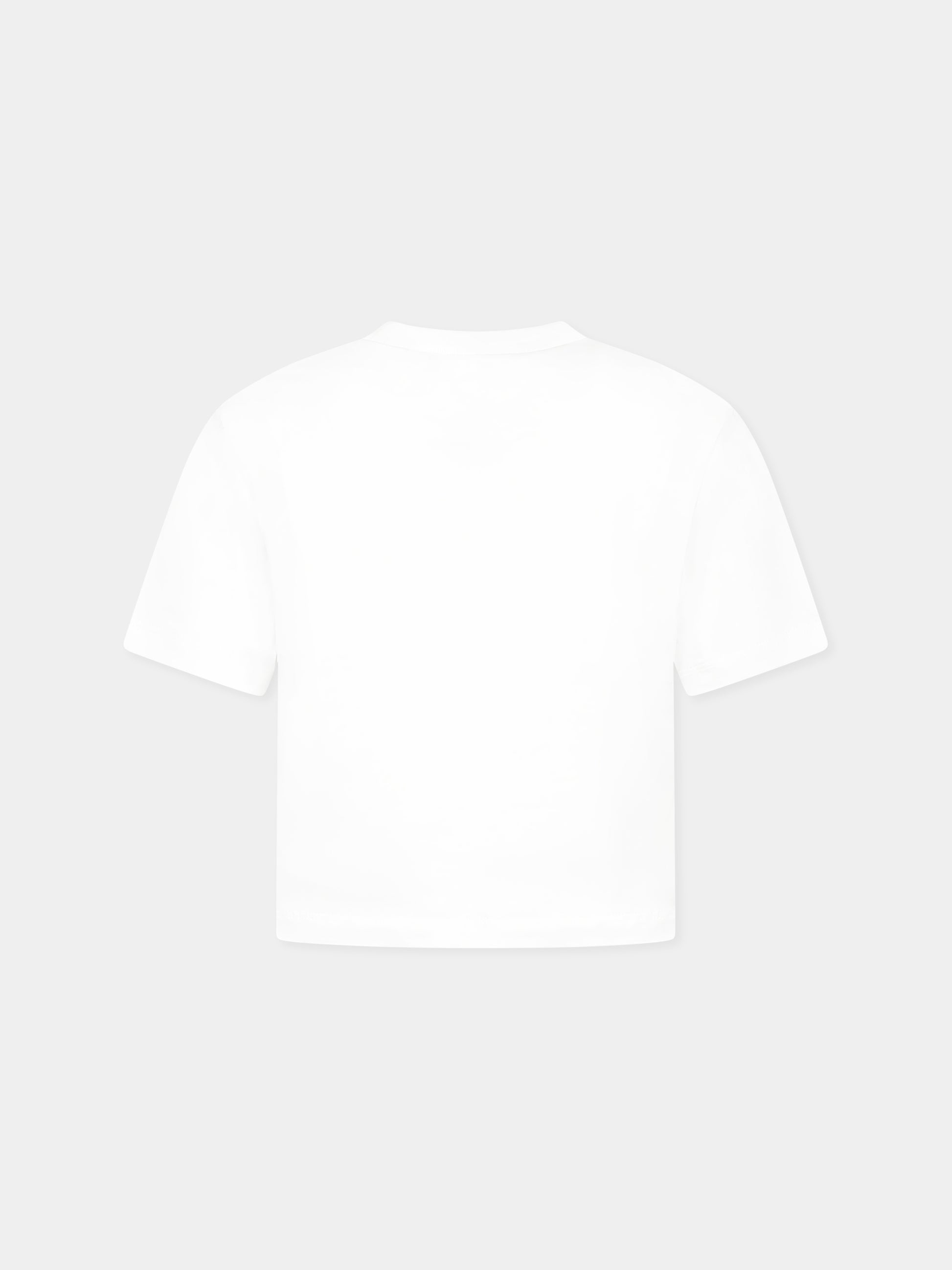 T-shirt bianca crop per bambina con logo argentato metallizzato,Marni Kids,M01317 M00HZ MT256F 0M100