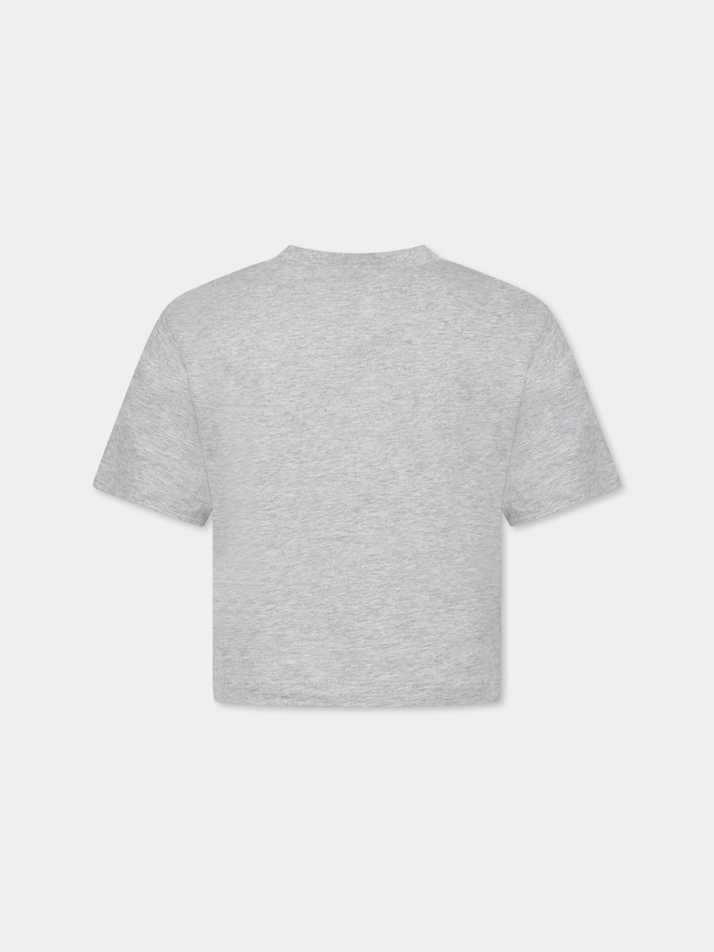 T-shirt grigia crop per bambina con logo fucsia metallizzato,Marni Kids,M01317 M00HZ MT256F 0M903