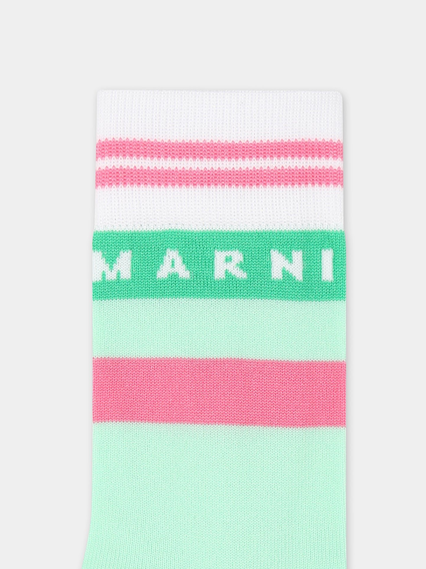 Calze verdi per bambina con logo,Marni Kids,M01486 M00TY MZ36F 0M851