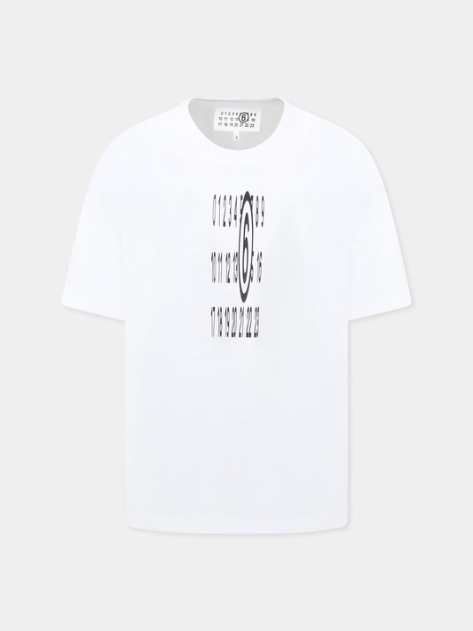 T-shirt bianca per bambini con logo,Mm6 Maison Margiela,M60804 MM02Y MM6T123U M6100