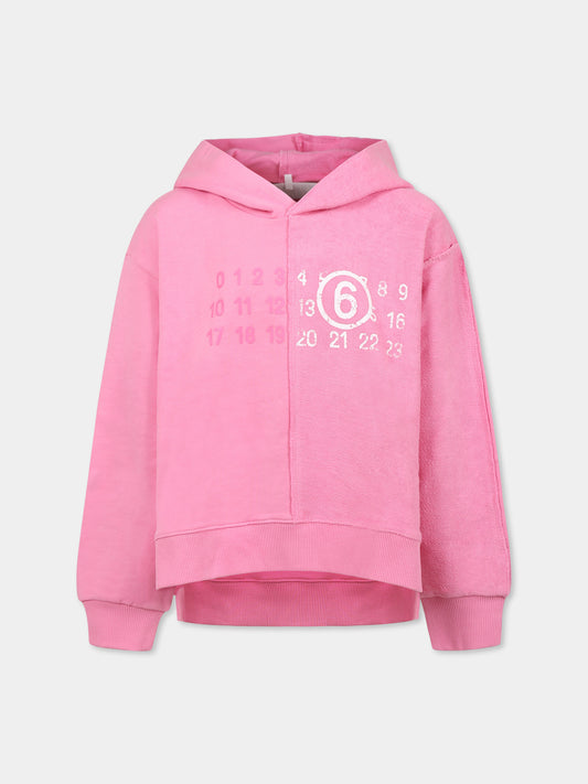 Pink sweatshirt for girl with logo