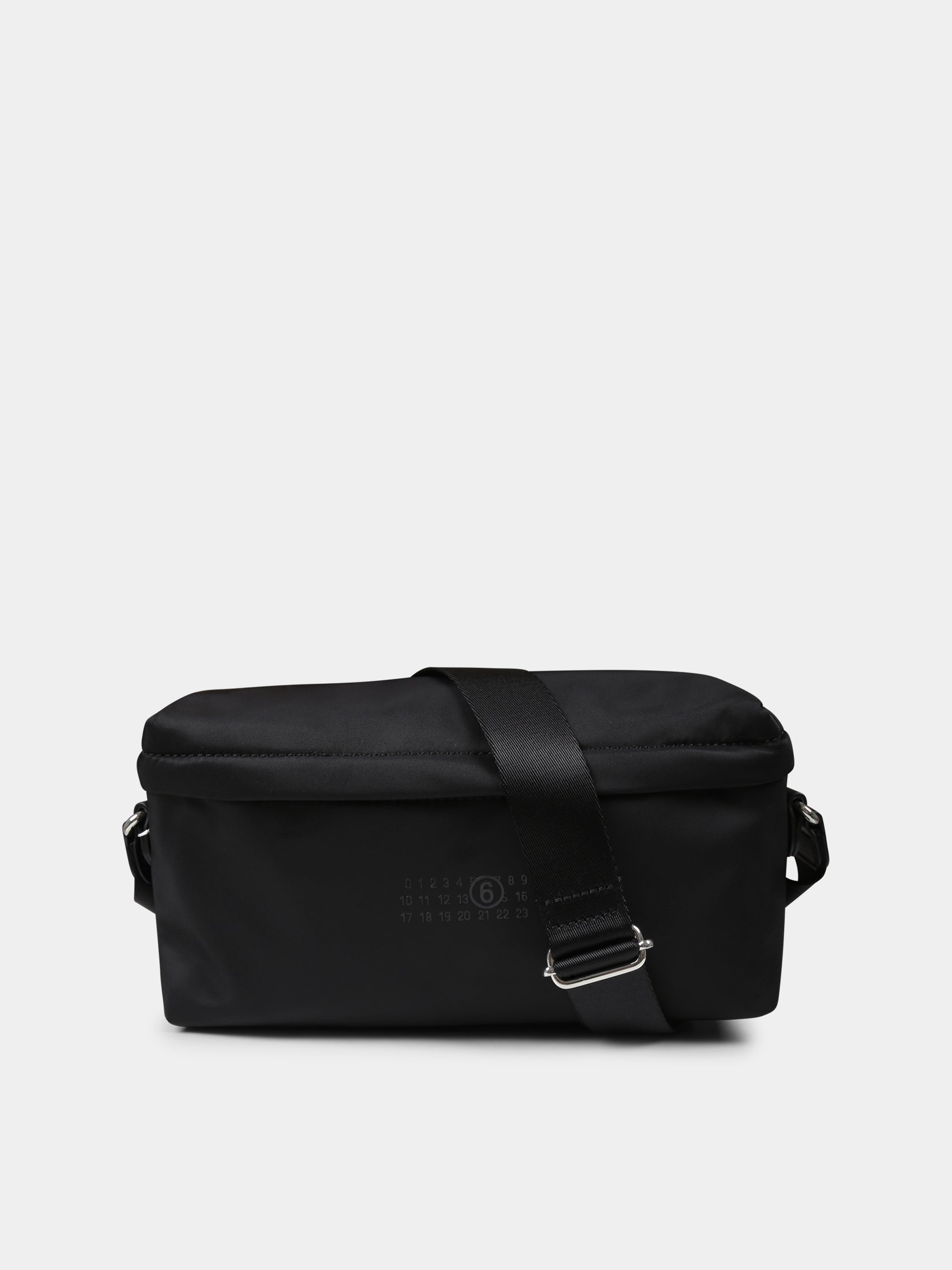 Borsa nera per bambina con logo,Mm6 Maison Margiela,M60822 P6416 NYLON CROSSBOSY BAG T8013