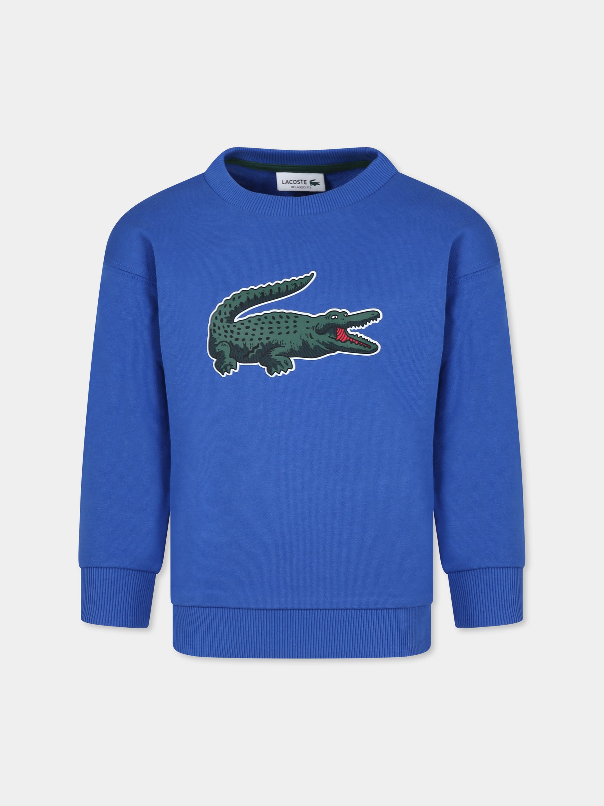 Felpa azzurra per bambino con coccodrillo,Lacoste,SJ1231 IXW