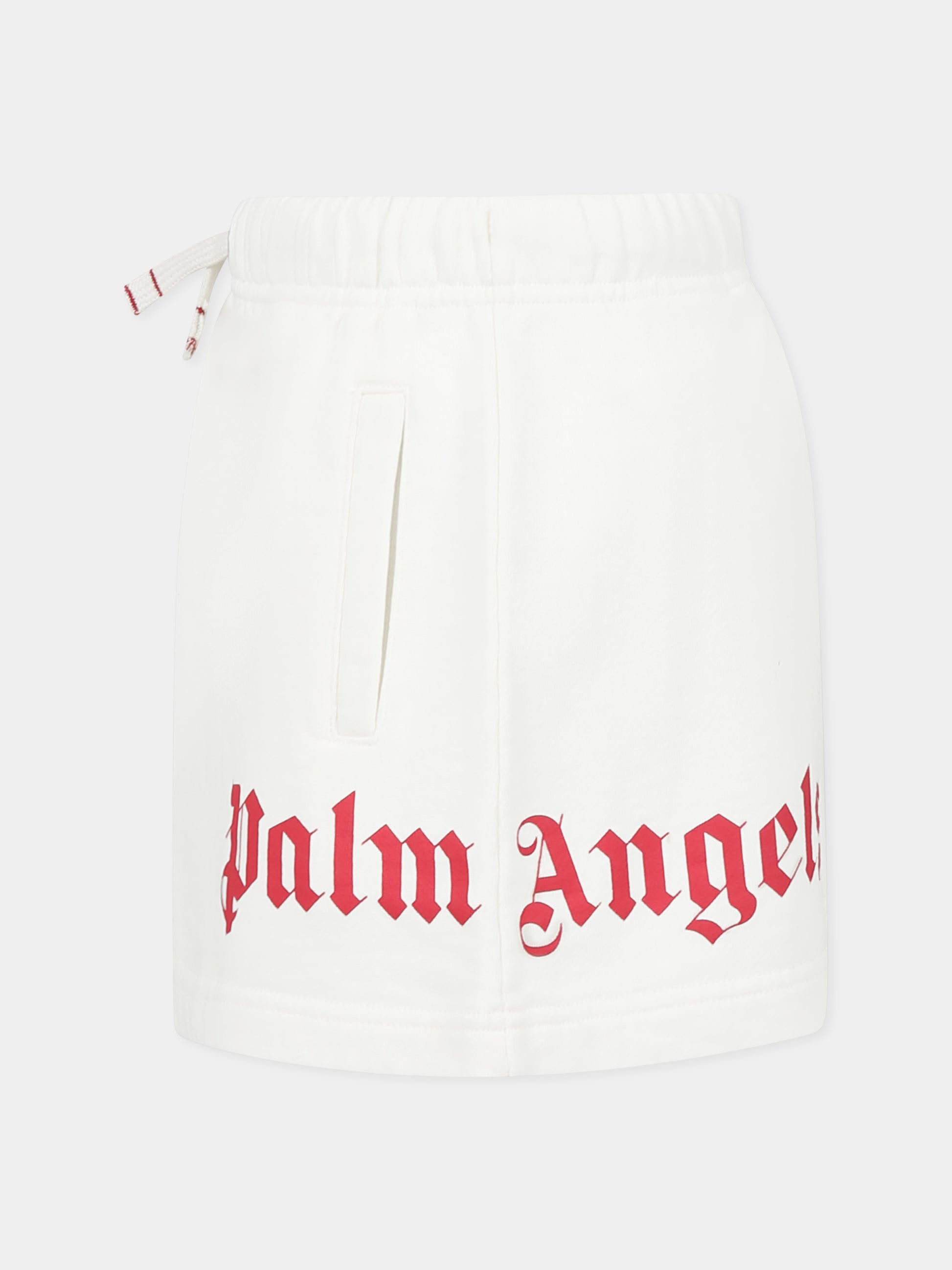 Gonna avorio per bambina con logo,Palm Angels,PGCK001C99FLE0020429