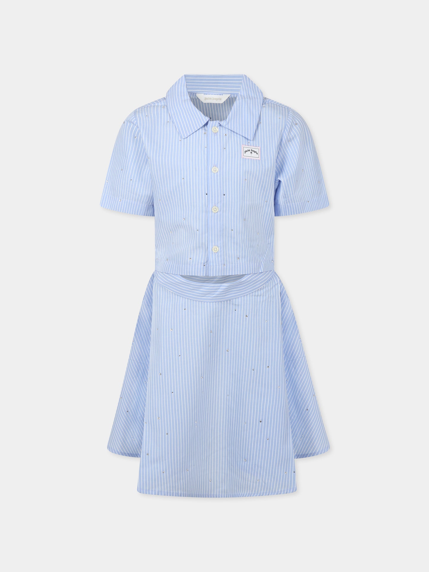 Light blue dress for girl with logo