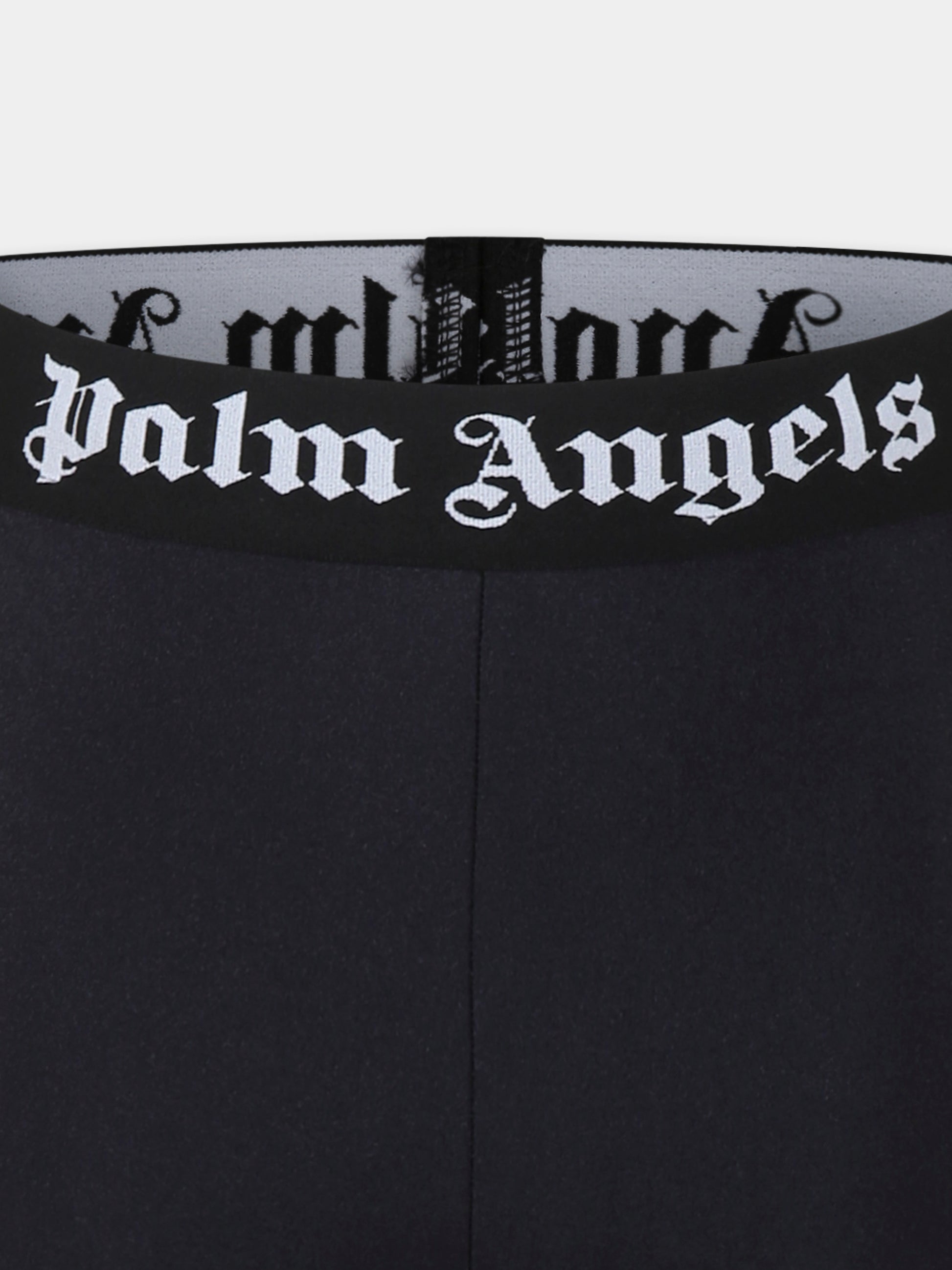 Leggings neri per bambina con logo,Palm Angels,PGVG001C99JER0011010