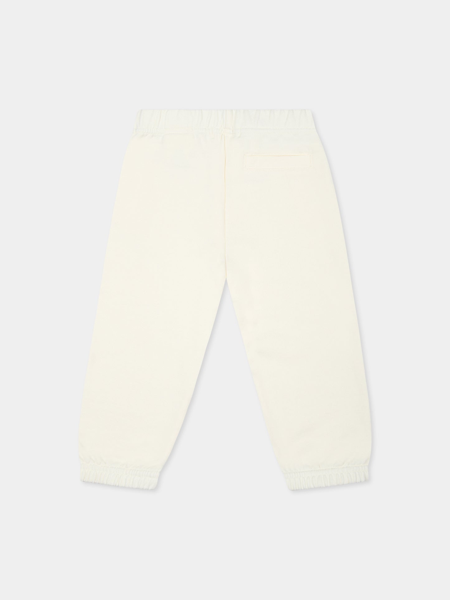 Ivory trousers for baby girl with logo