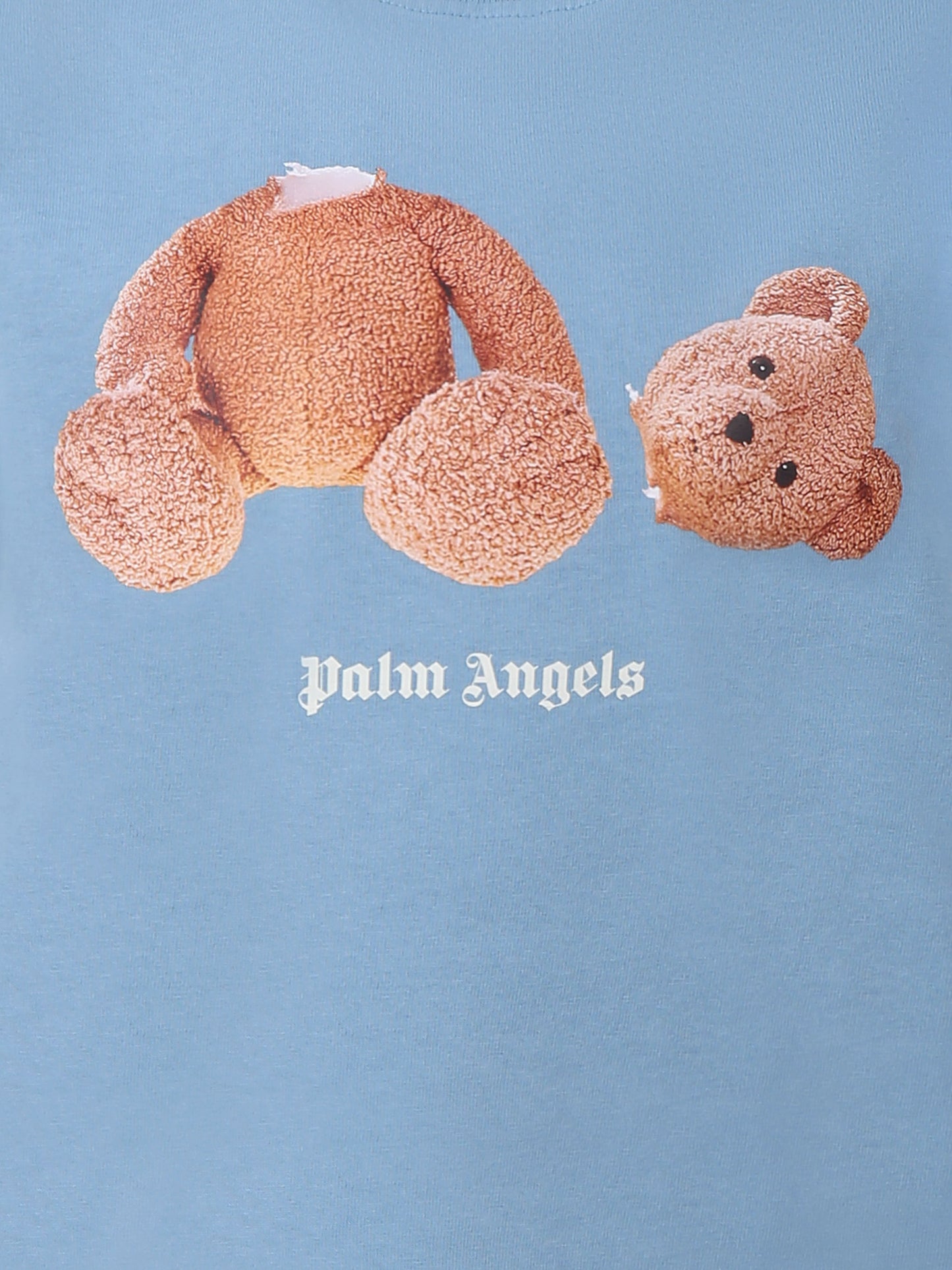 T-shirt celeste per bambino con orso,Palm Angels,PBAA003C99JER0064260